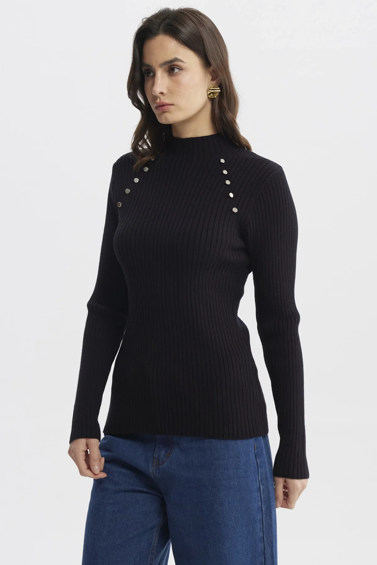Sweater Mujer Ajustado Negro - Image 2
