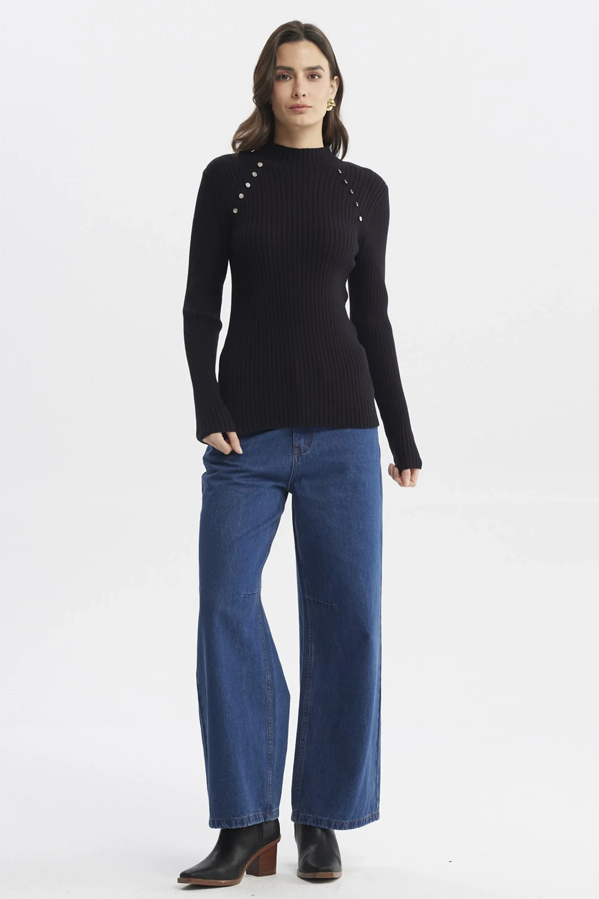 Sweater Mujer Ajustado Negro - Image 4