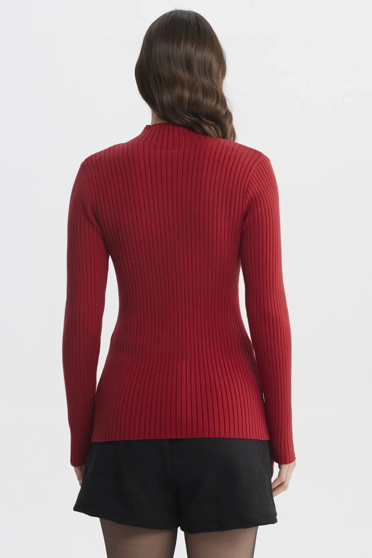 Sweater Mujer Ajustado Rojo Oscuro - Image 3