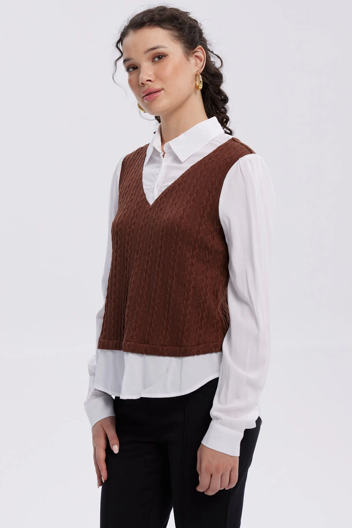 Sweater Mujer Aplicación Blusa Cafe Oscuro - Image 2