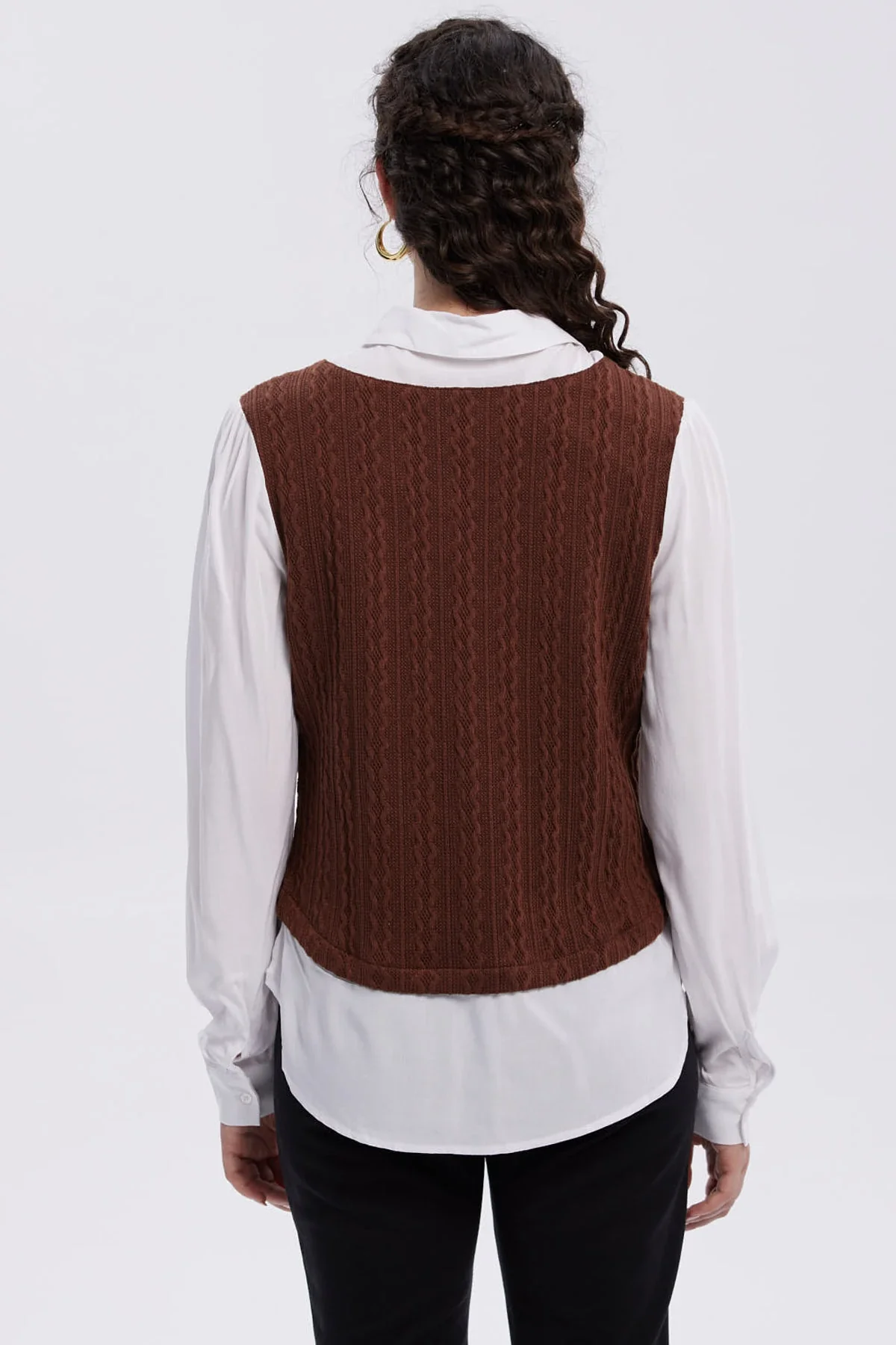 Sweater Mujer Aplicación Blusa Cafe Oscuro - Image 3
