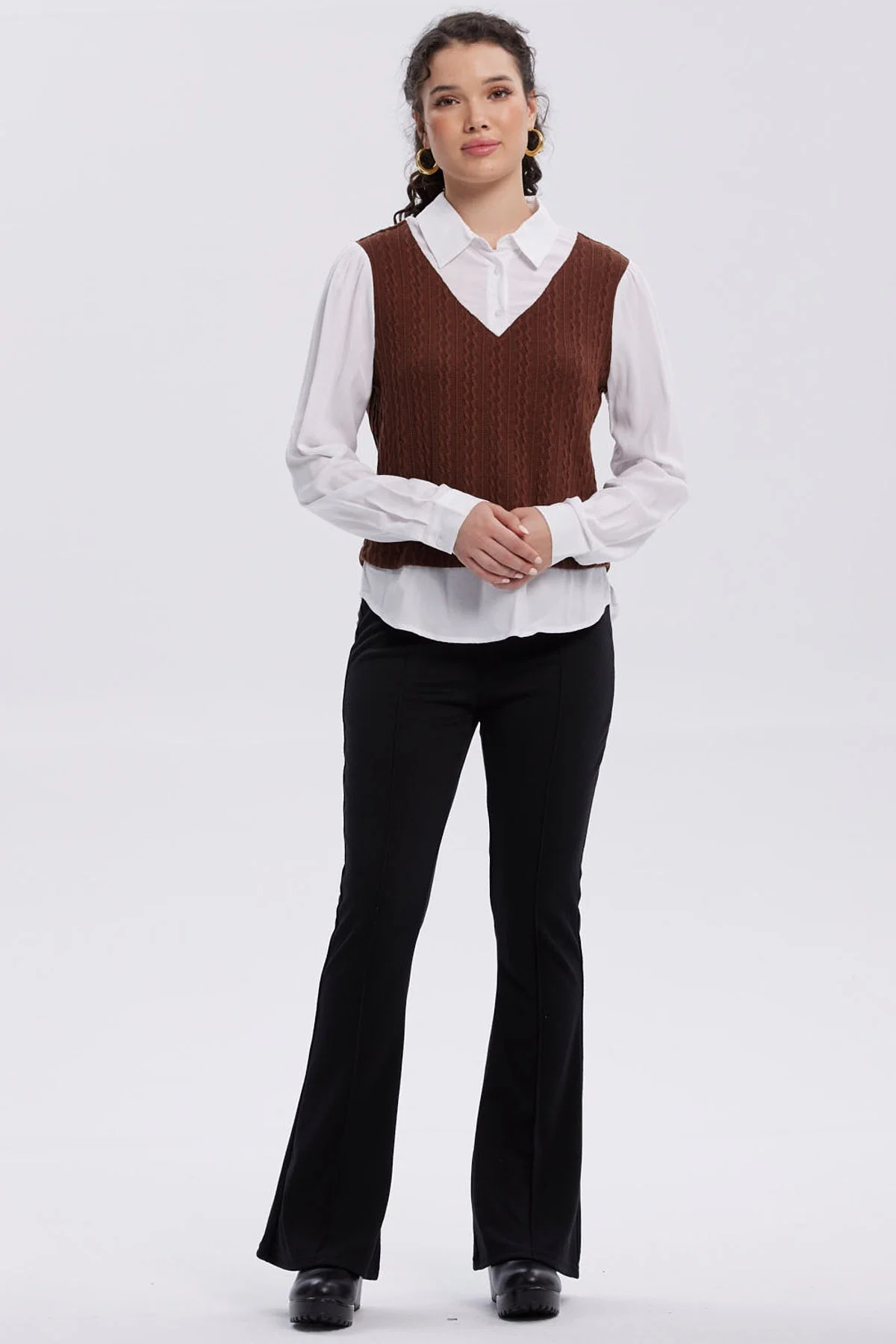 Sweater Mujer Aplicación Blusa Cafe Oscuro - Image 4