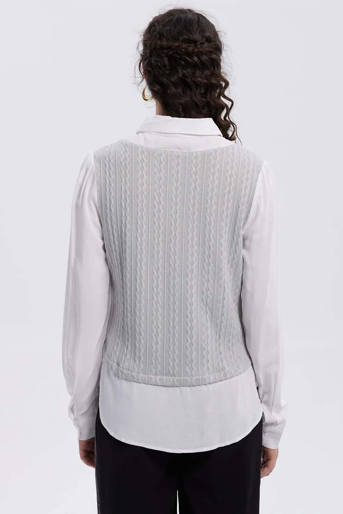 Sweater Mujer Aplicación Blusa Gris - Image 3