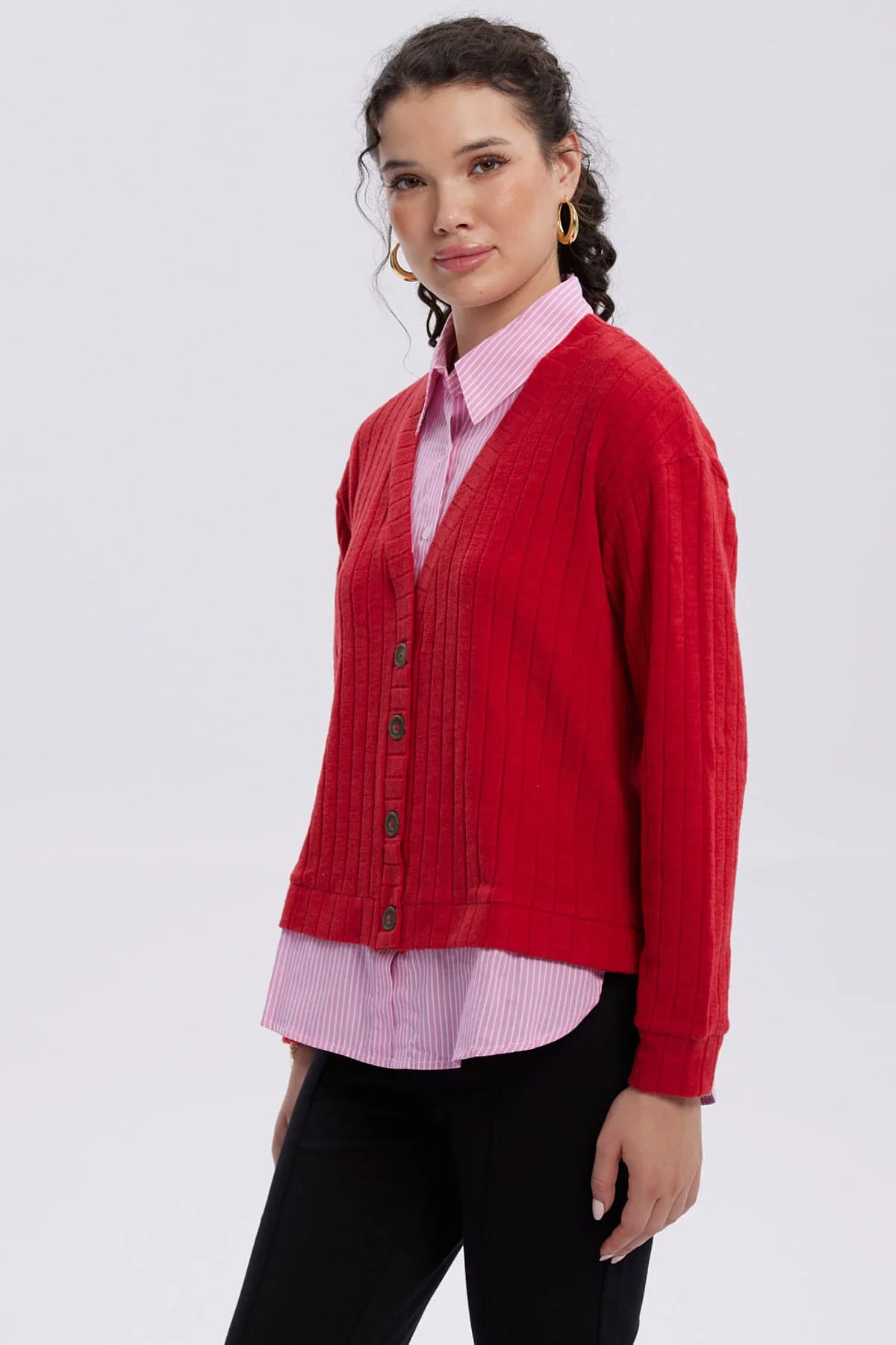 Sweater Mujer Aplicación Blusa Rojo Oscuro - Image 2