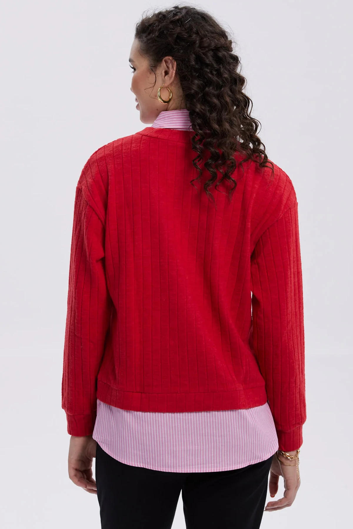 Sweater Mujer Aplicación Blusa Rojo Oscuro - Image 3