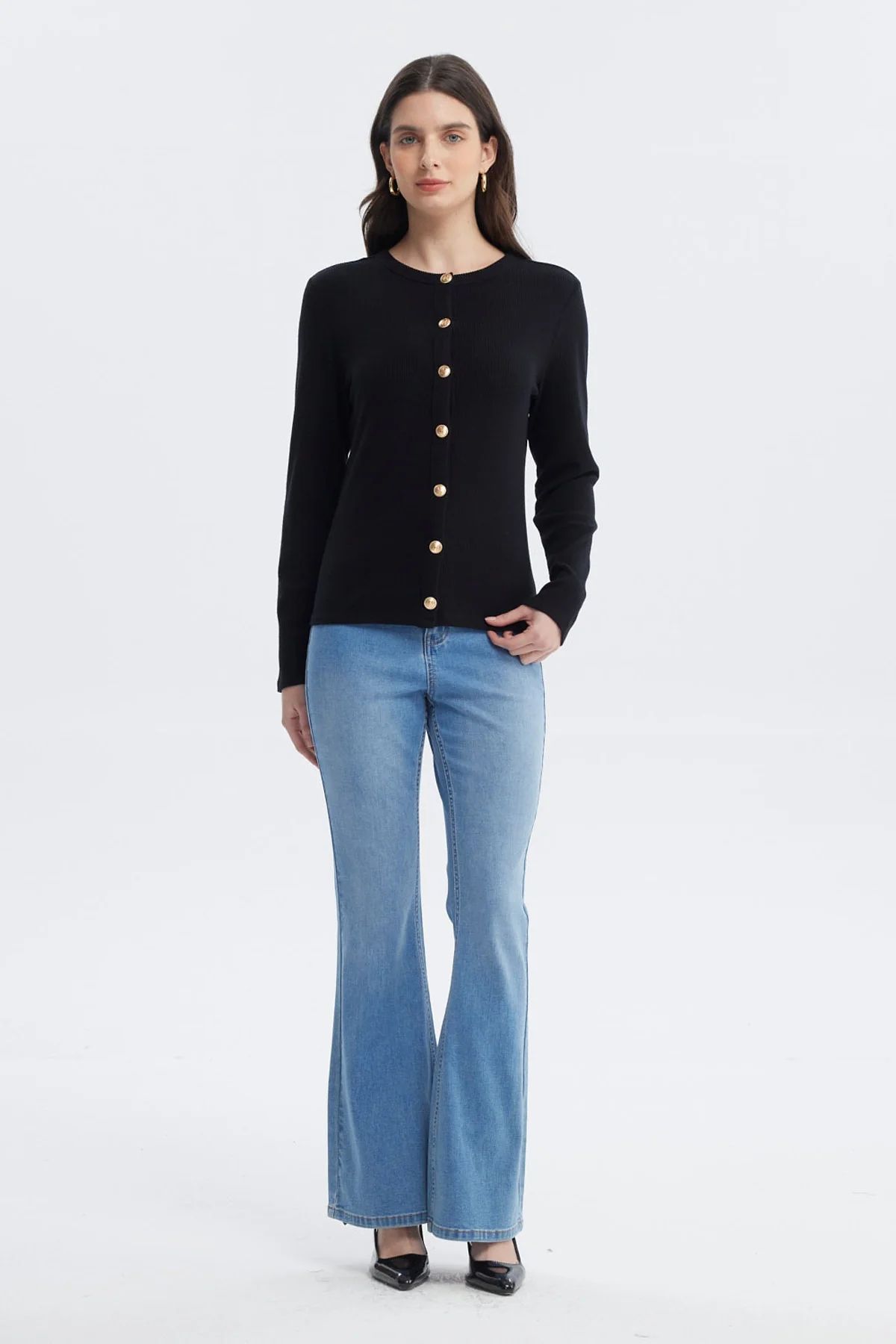 Sweater Mujer Aplicación Botones Negro - Image 4