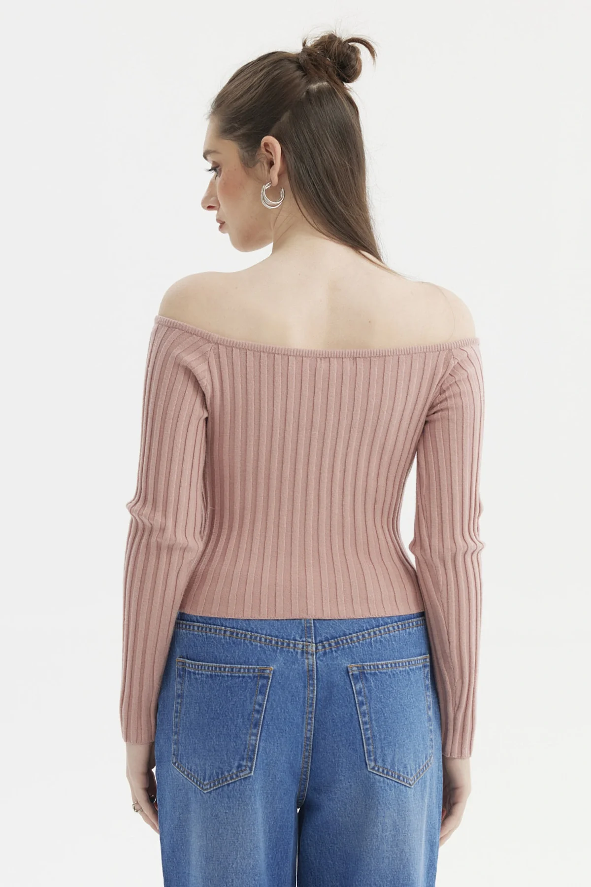 Sweater Mujer Bardot Crop Palo Rosa - Image 3
