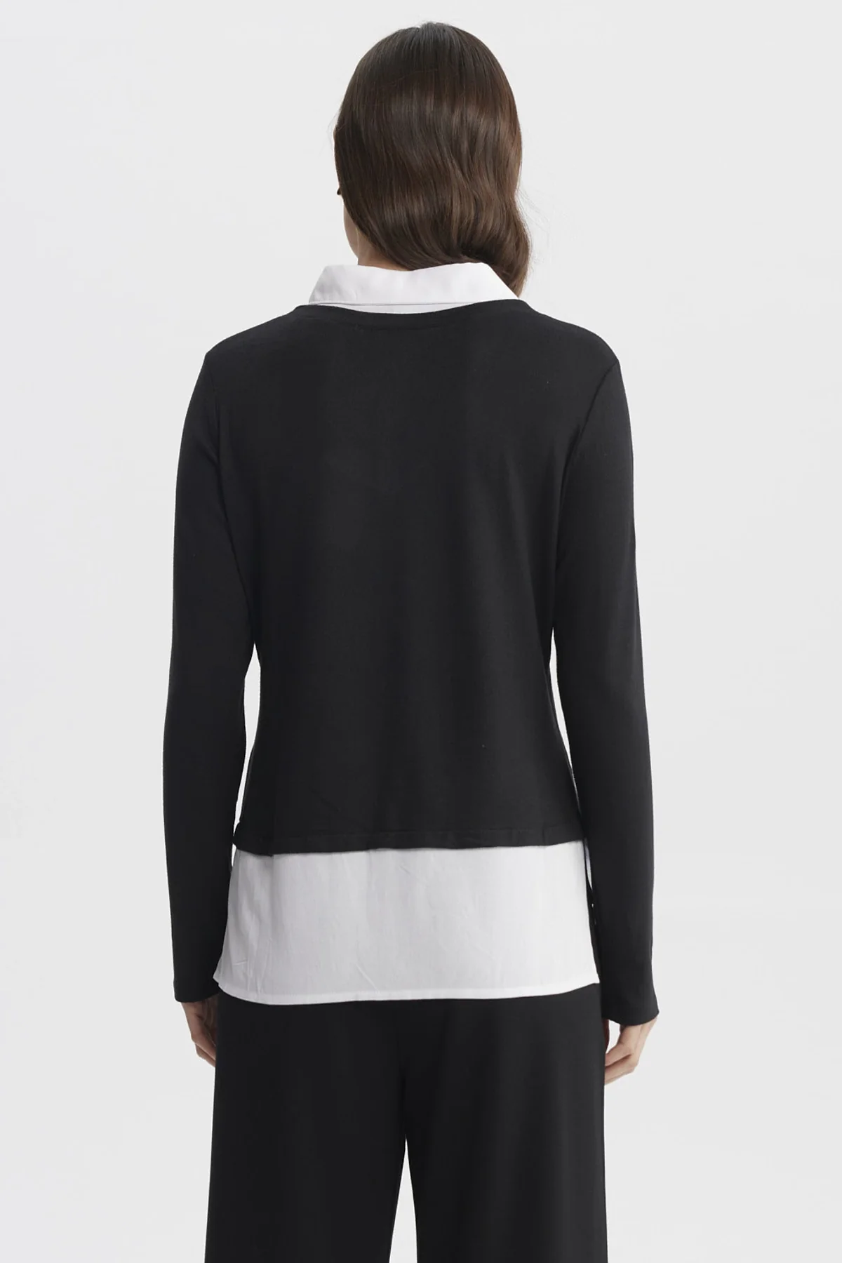 Sweater Mujer Blusa Falsa Y Faldon Negro / Blanco - Image 3