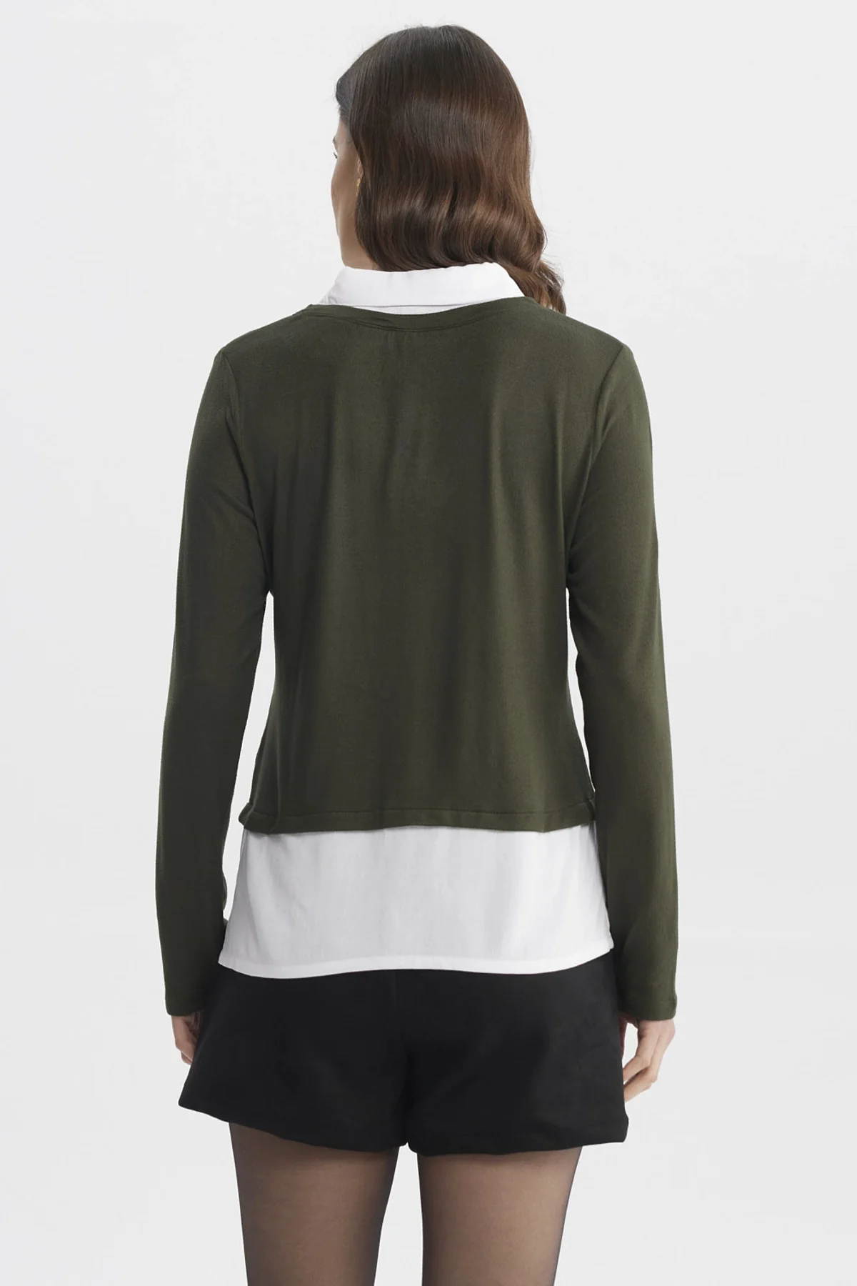 Sweater Mujer Blusa Falsa Y Faldon Verde - Image 3