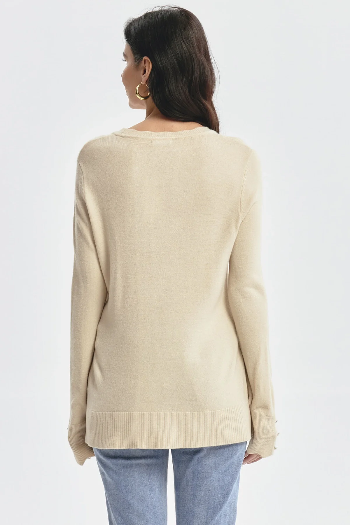 Sweater Mujer Botones Beige Oscuro - Image 3