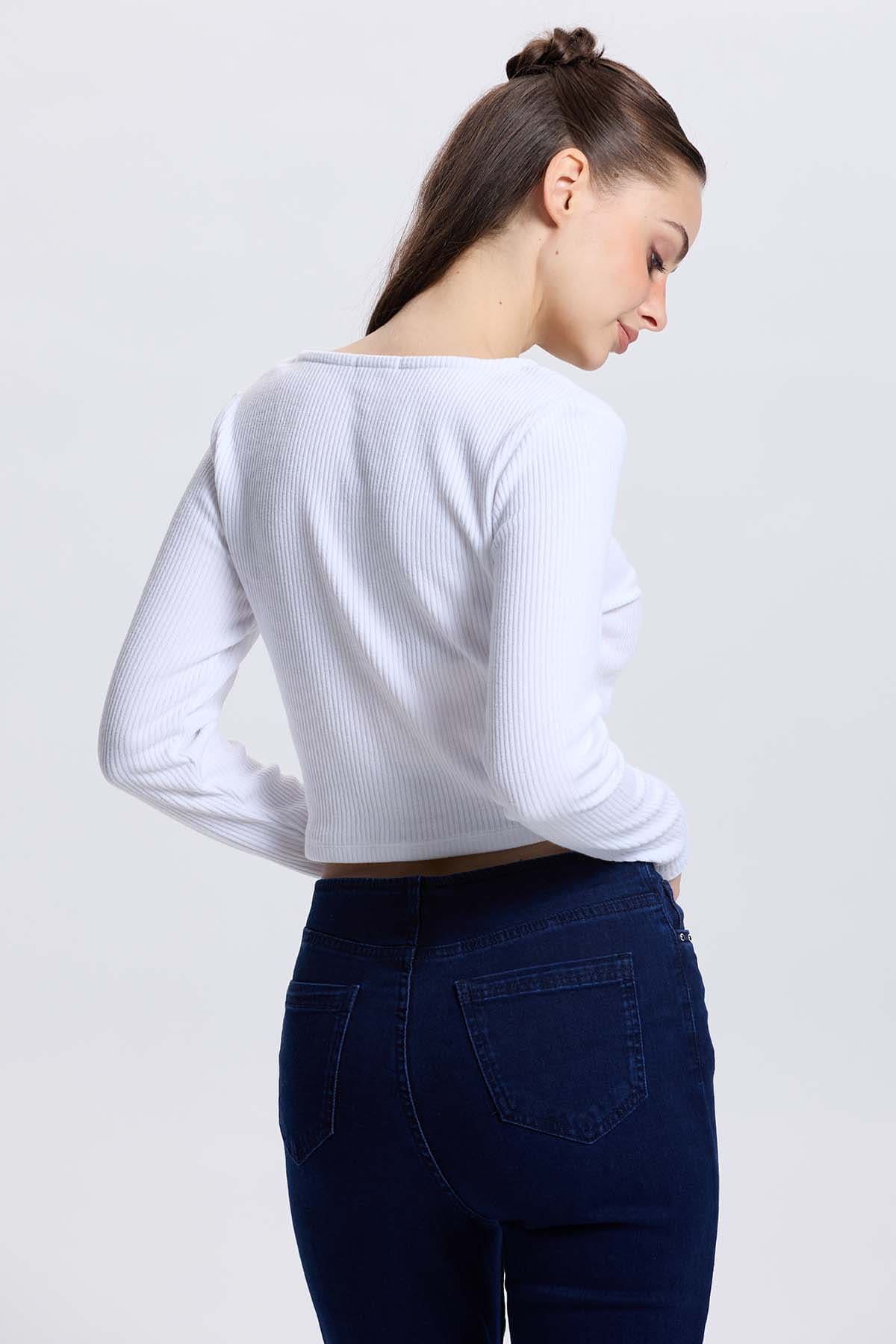 Sweater Mujer Botones Blanco - Image 3