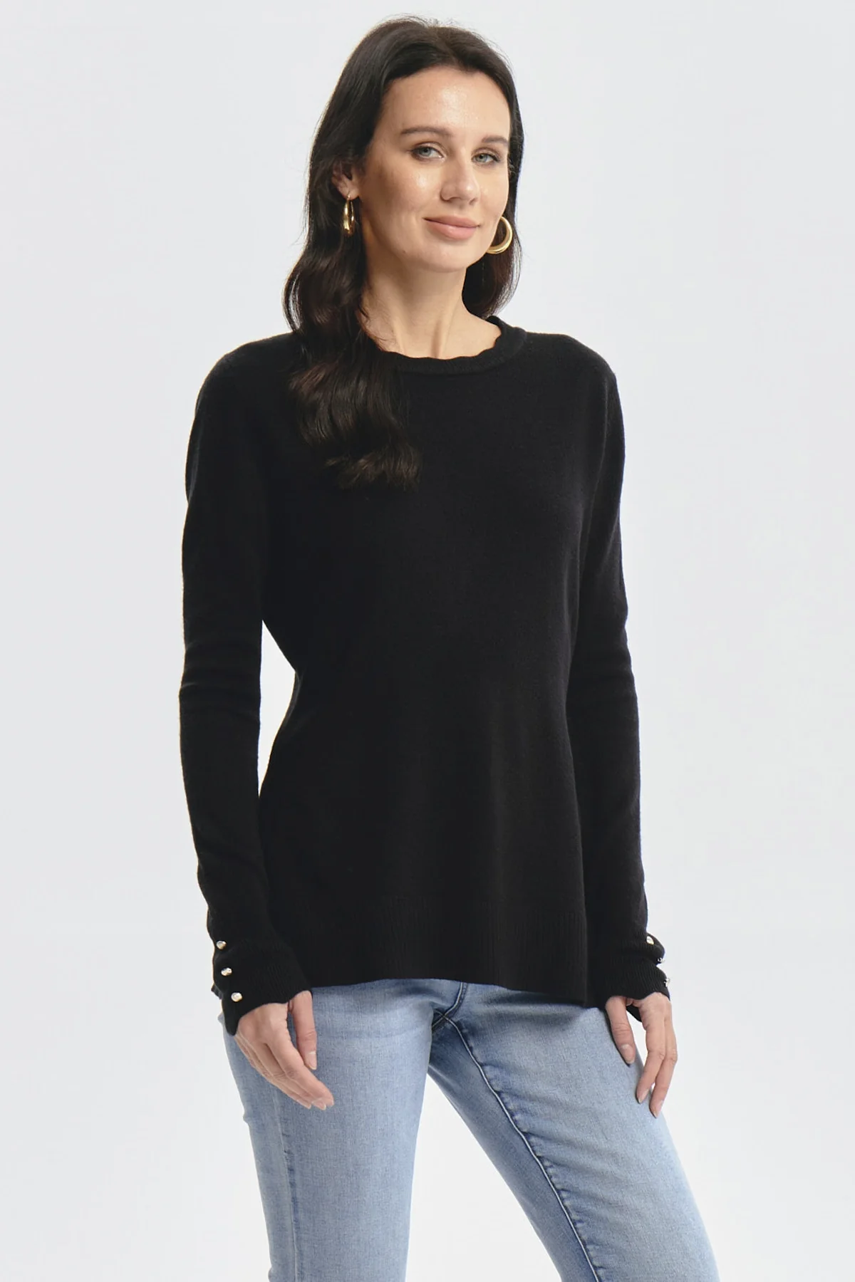 Sweater Mujer Botones Negro - Image 2