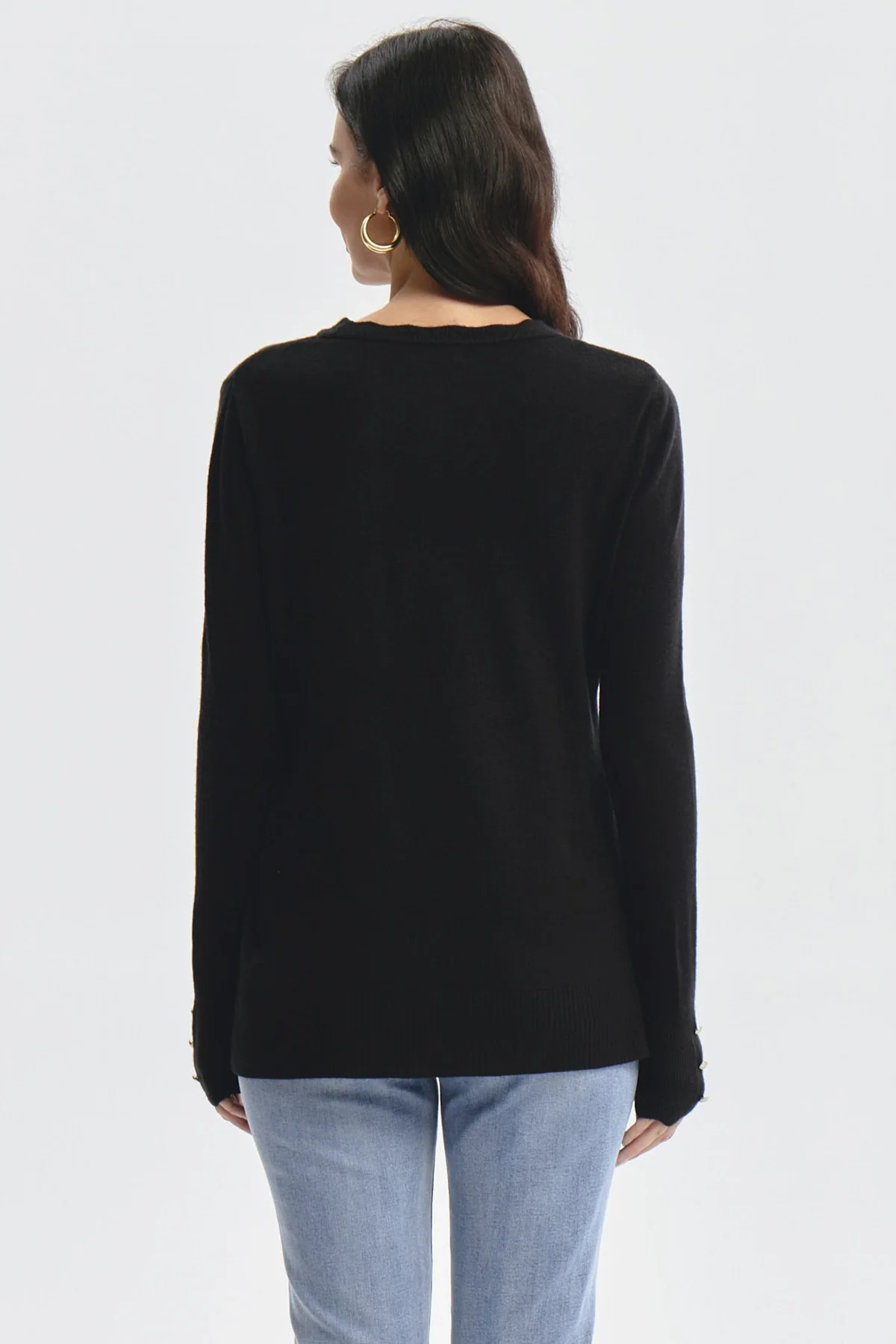 Sweater Mujer Botones Negro - Image 3