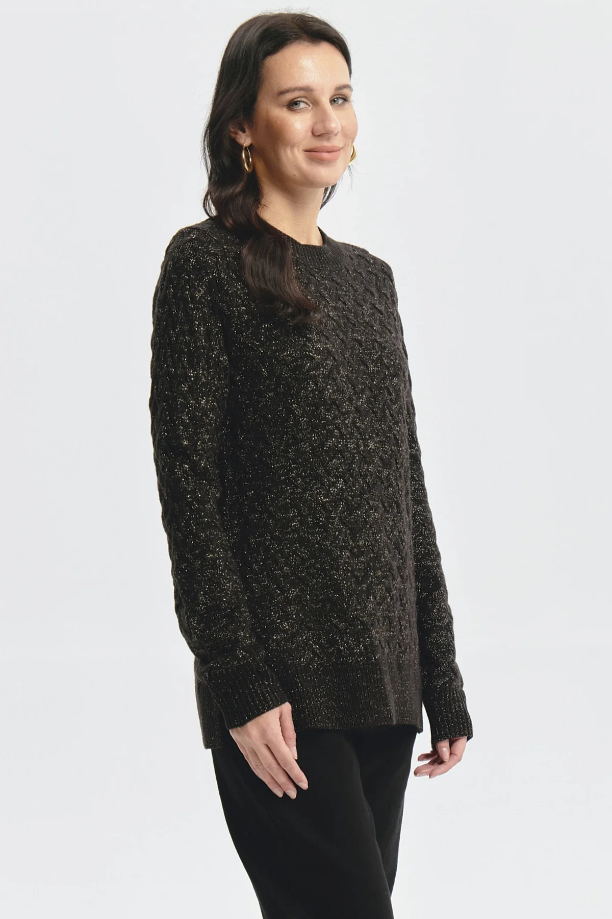 Sweater Mujer Calado Negro - Image 2