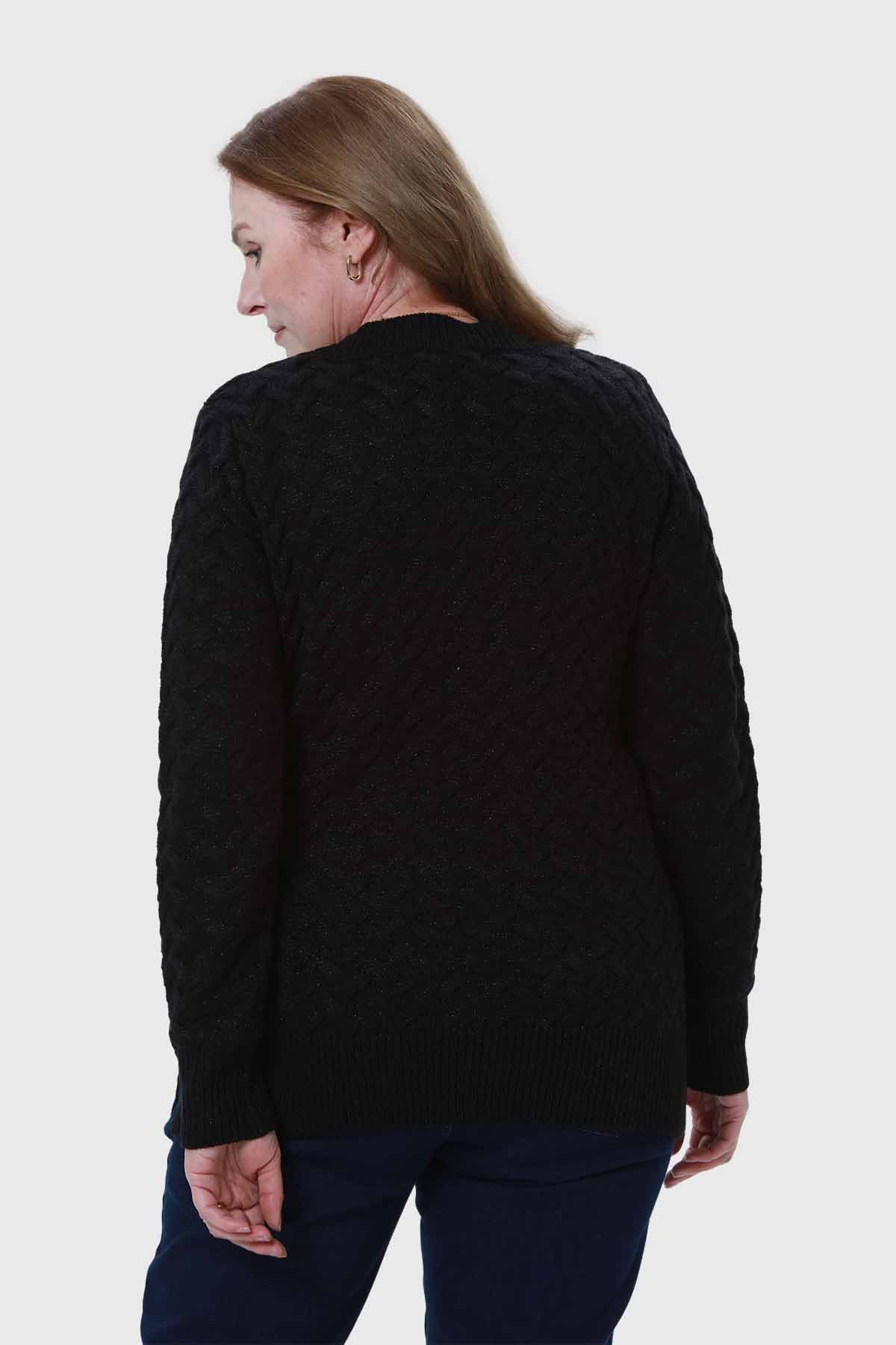 Sweater Mujer Calado Negro - Image 3