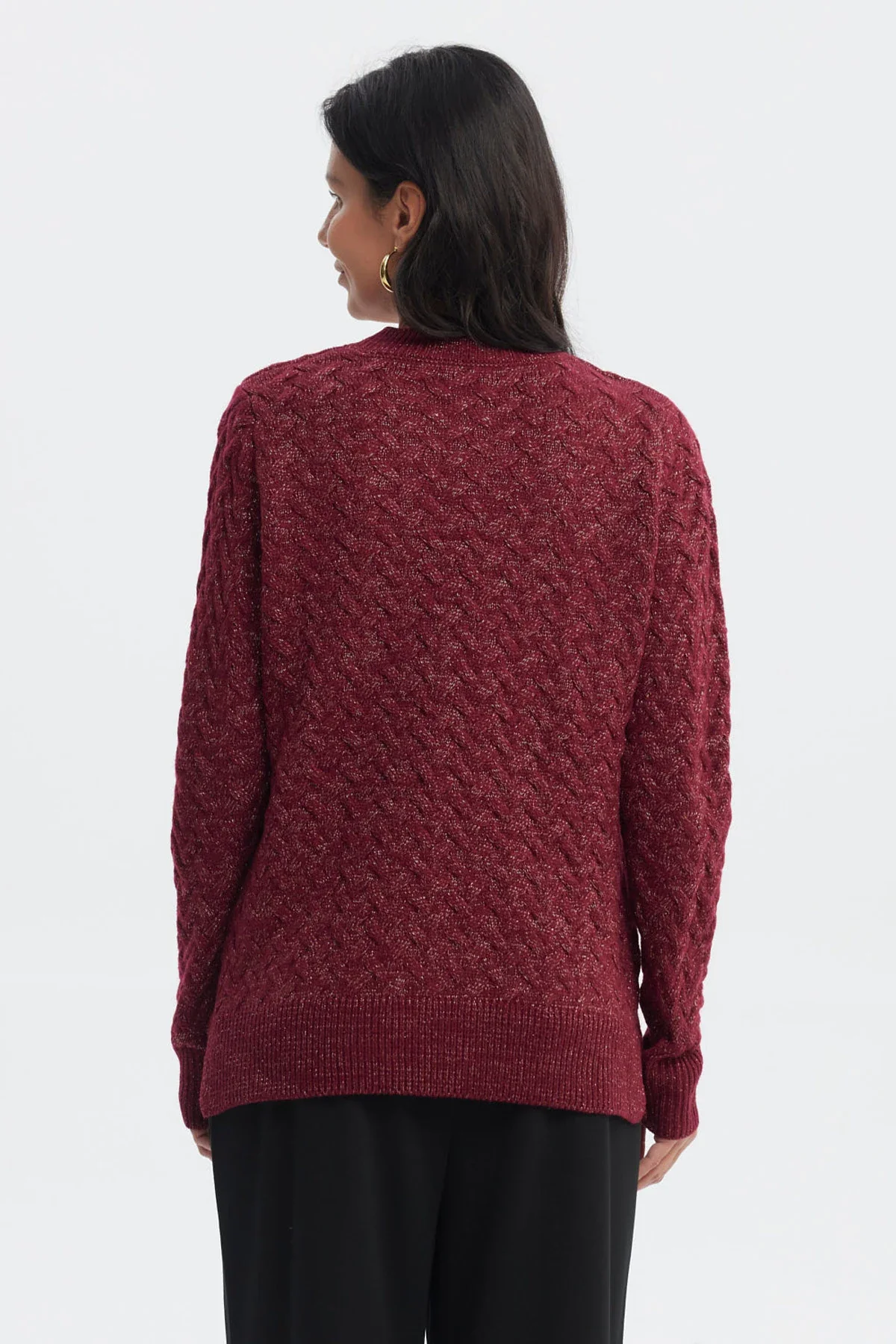 Sweater Mujer Calado Rojo - Image 3