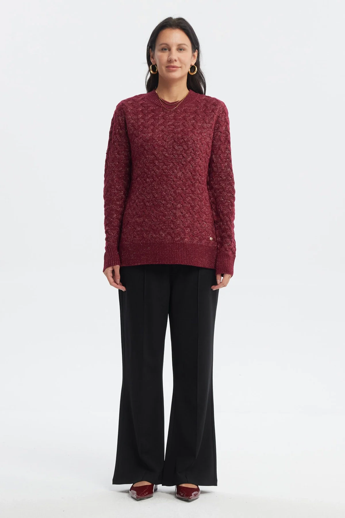 Sweater Mujer Calado Rojo - Image 4