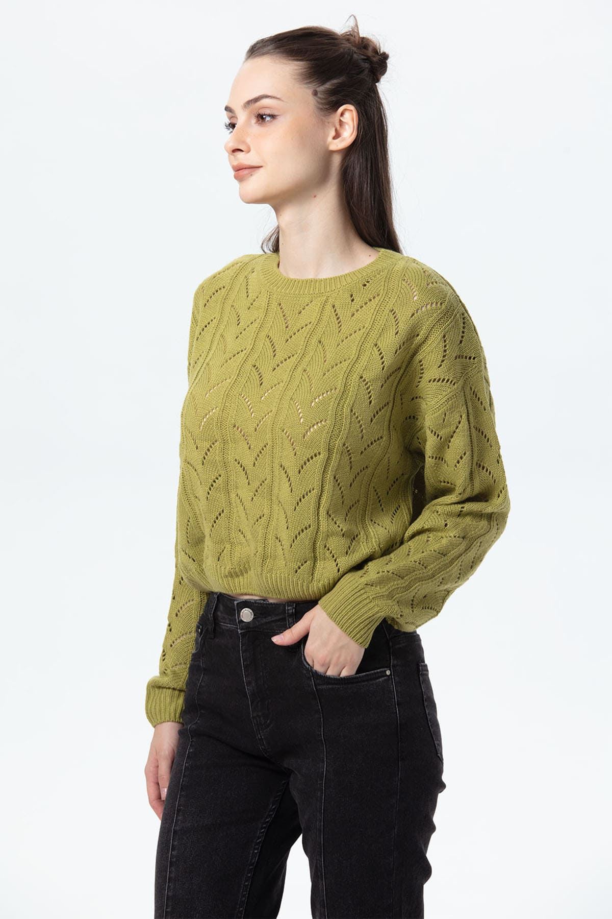 Sweater Mujer Calado Verde Agua - Image 2