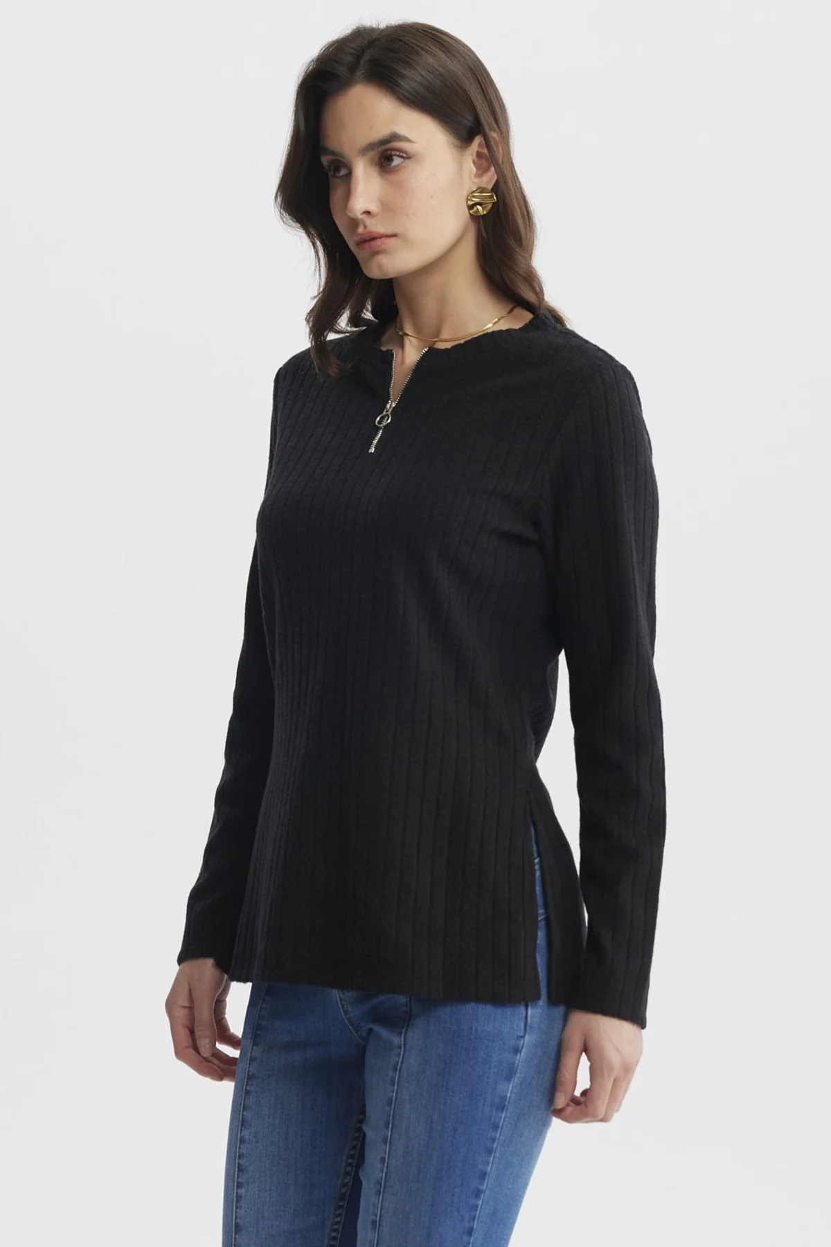 Sweater Mujer Caman Cierre Negro - Image 2