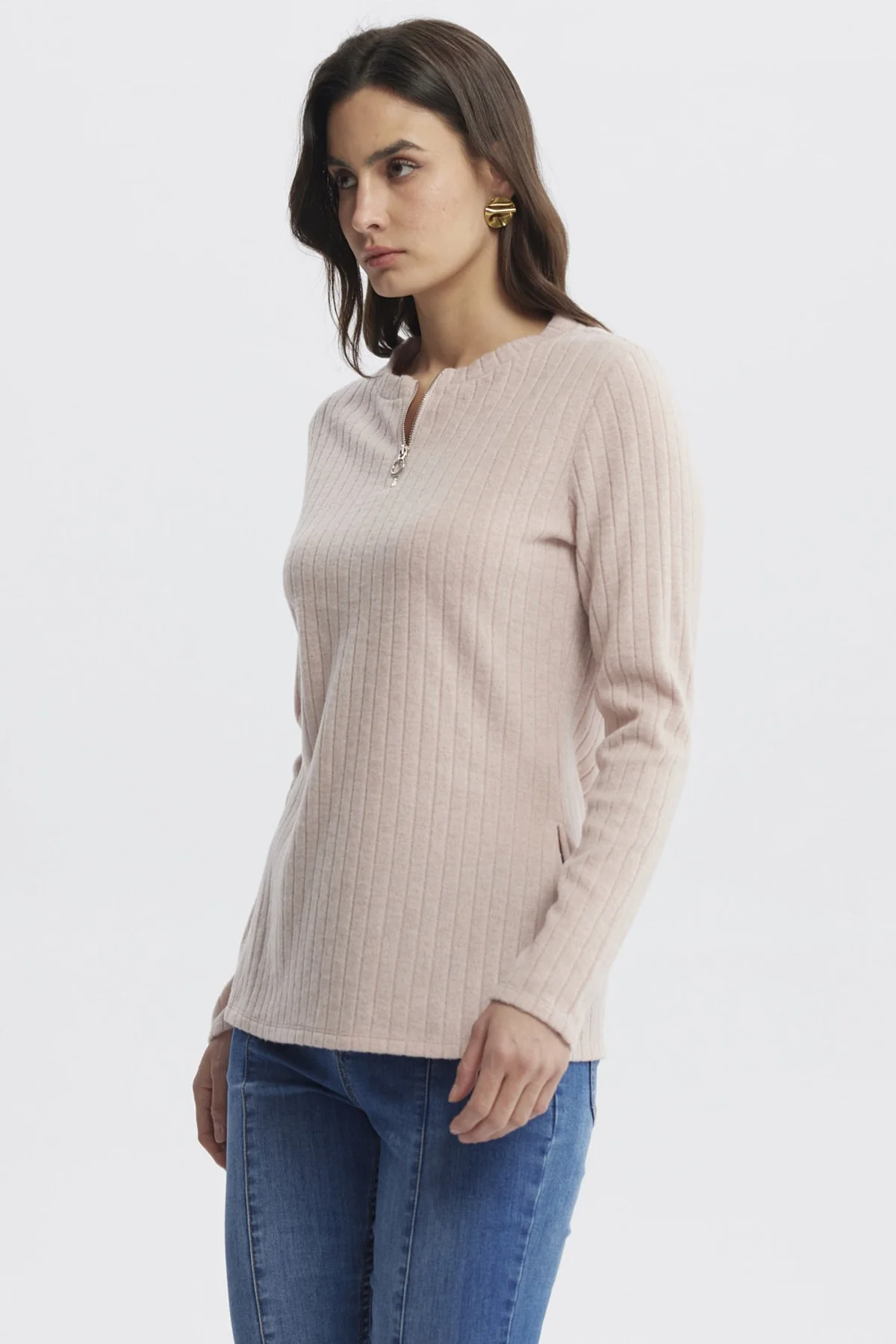 Sweater Mujer Caman Cierre Palo Rosa - Image 2