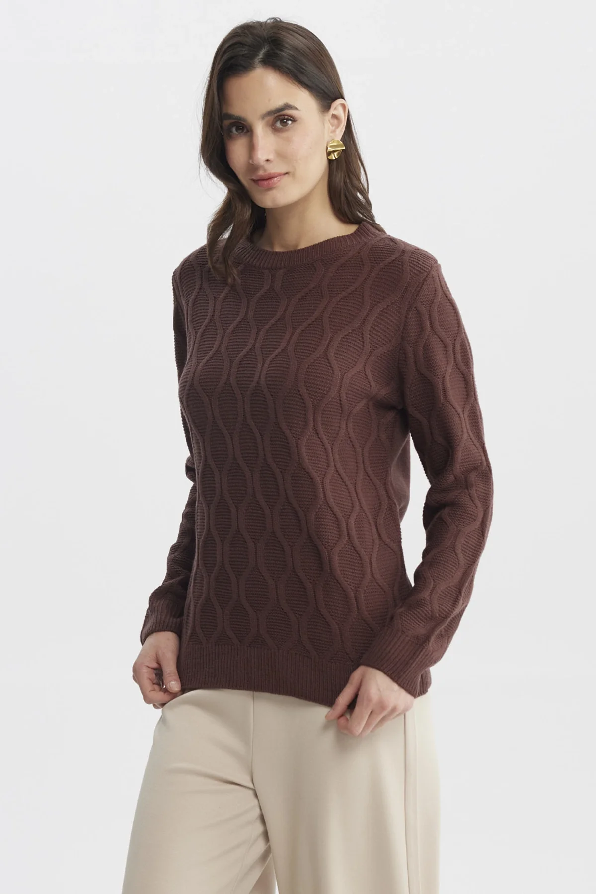 Sweater Mujer Casual Café Claro - Image 2