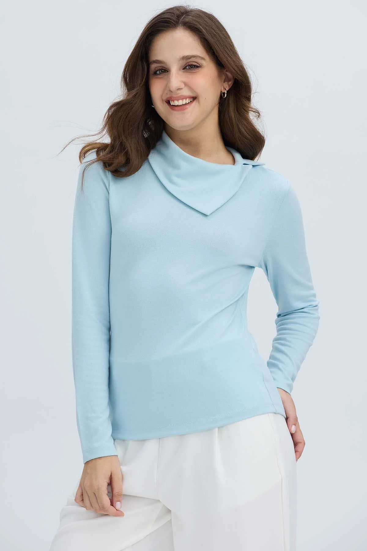 Sweater Mujer Casual Celeste Claro - Image 2