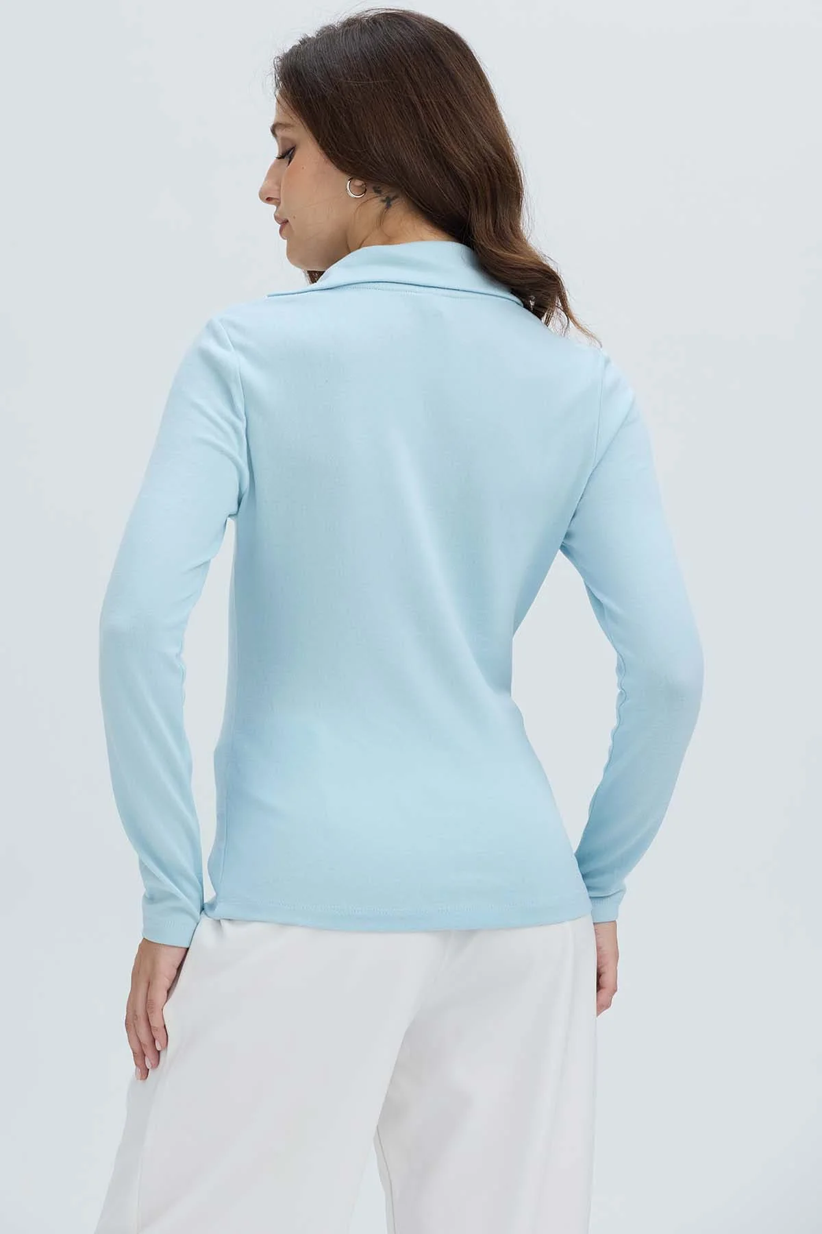 Sweater Mujer Casual Celeste Claro - Image 3