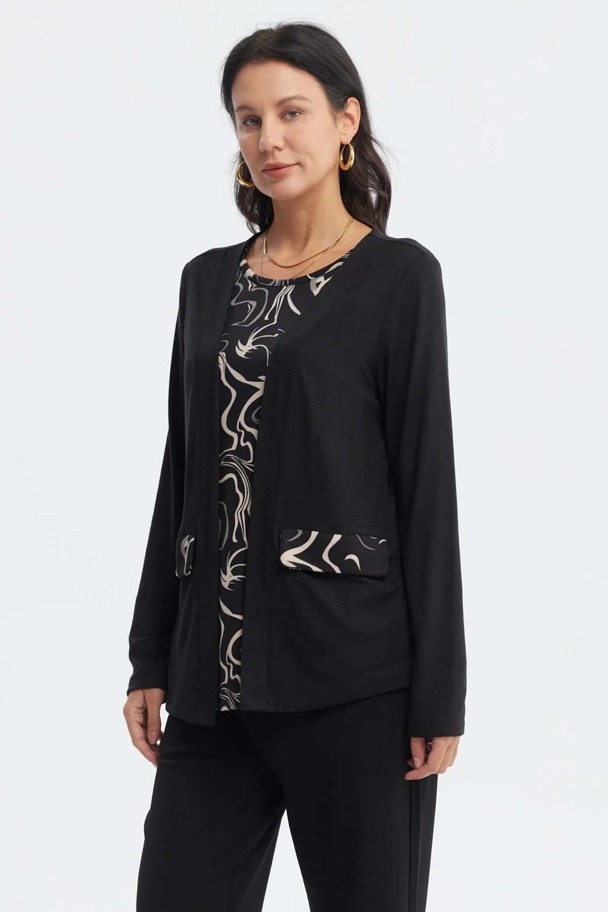 Sweater Mujer Casual Cuello Redondo Negro - Image 2