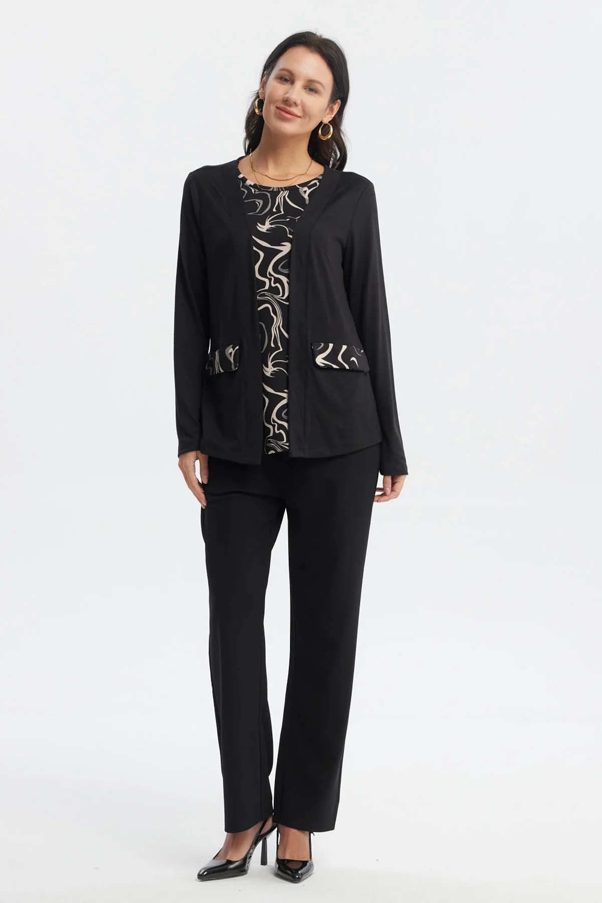 Sweater Mujer Casual Cuello Redondo Negro - Image 4