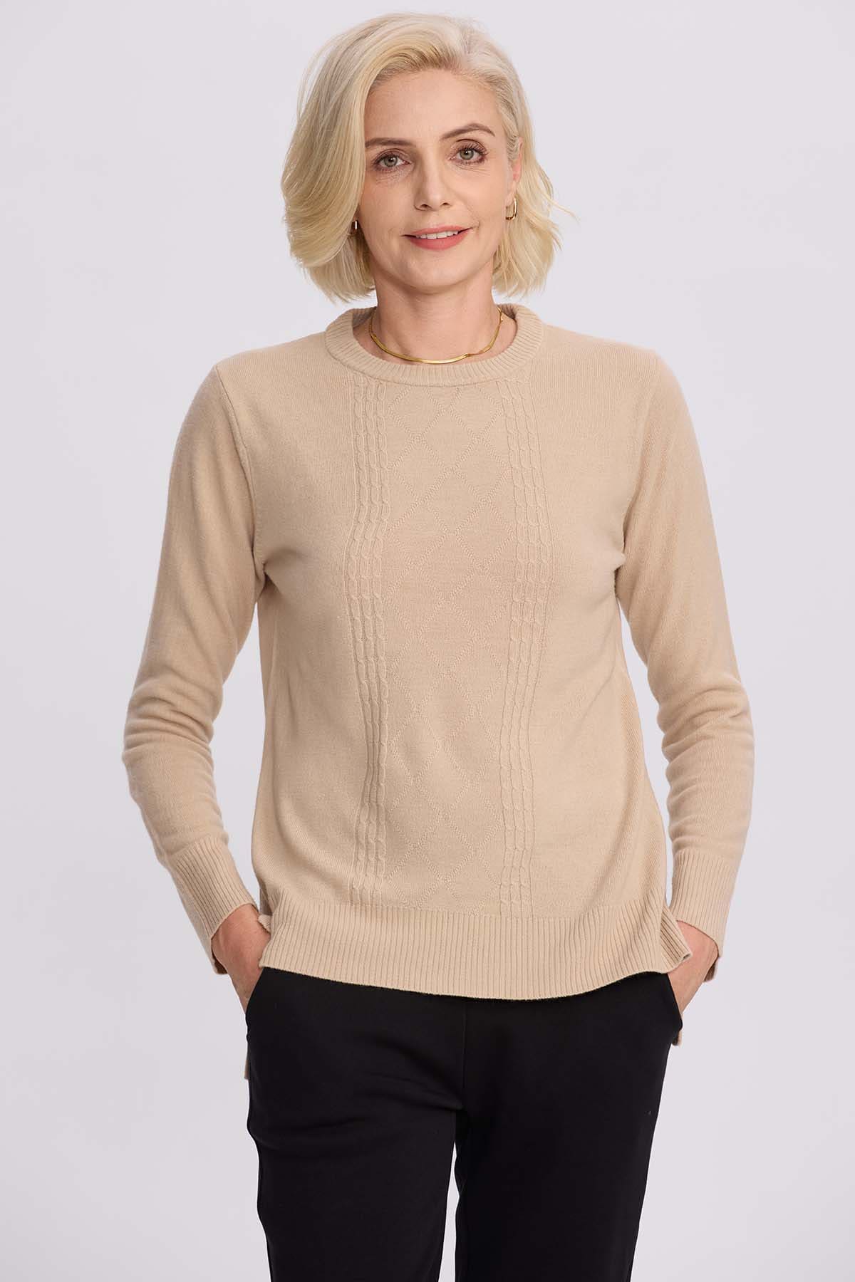 Sweater Mujer Cerrado Beige - Image 2
