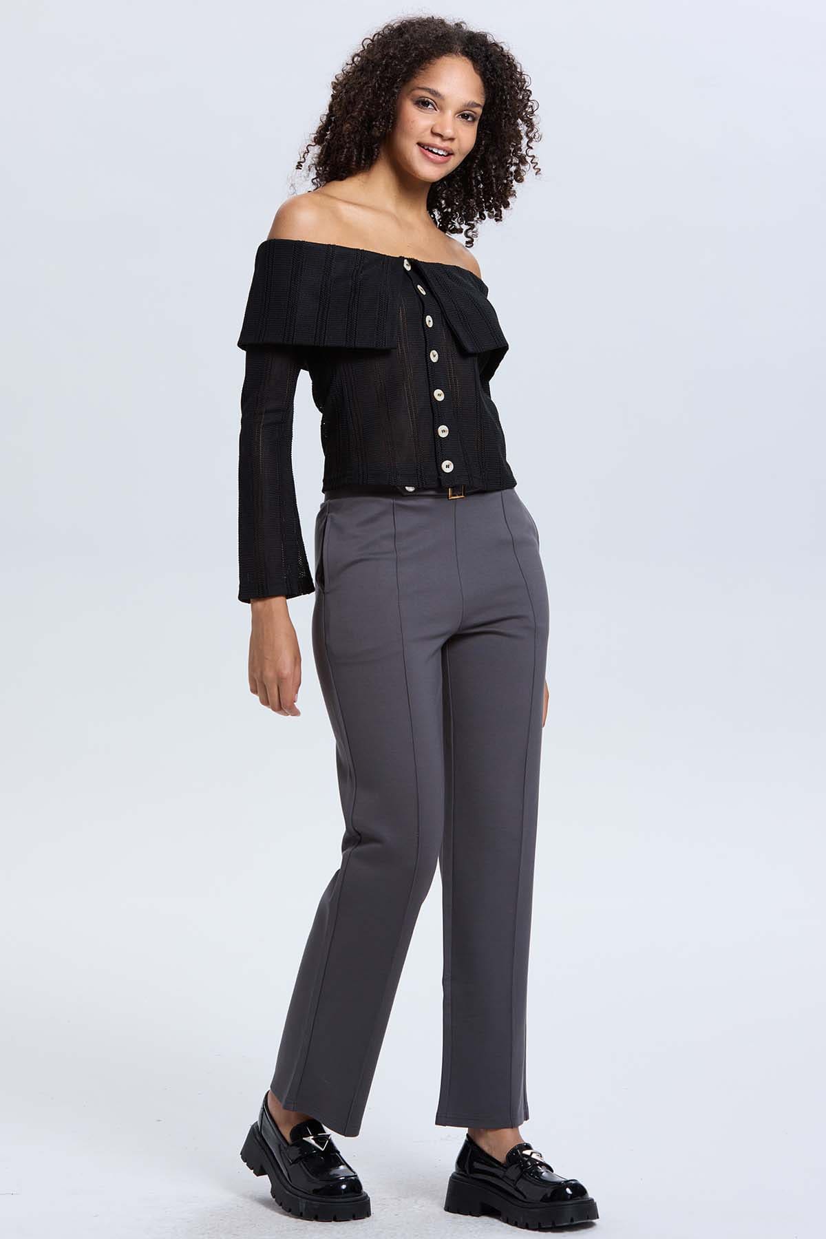 Sweater Mujer Con Bardot Negro - Image 4