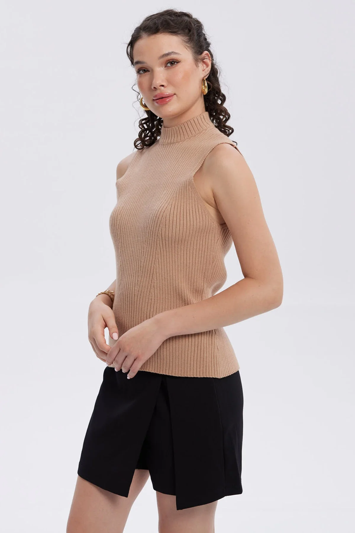 Sweater Mujer Con Textura Camel - Image 2