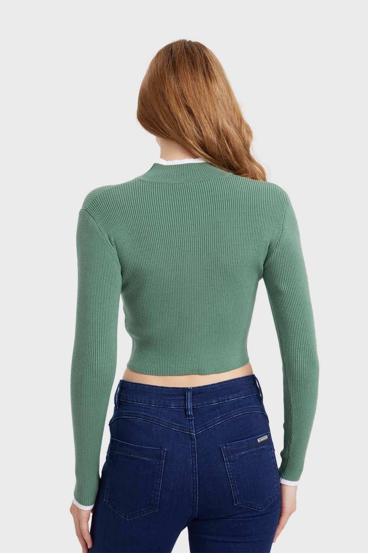 Sweater Mujer Contraste Verde - Image 3