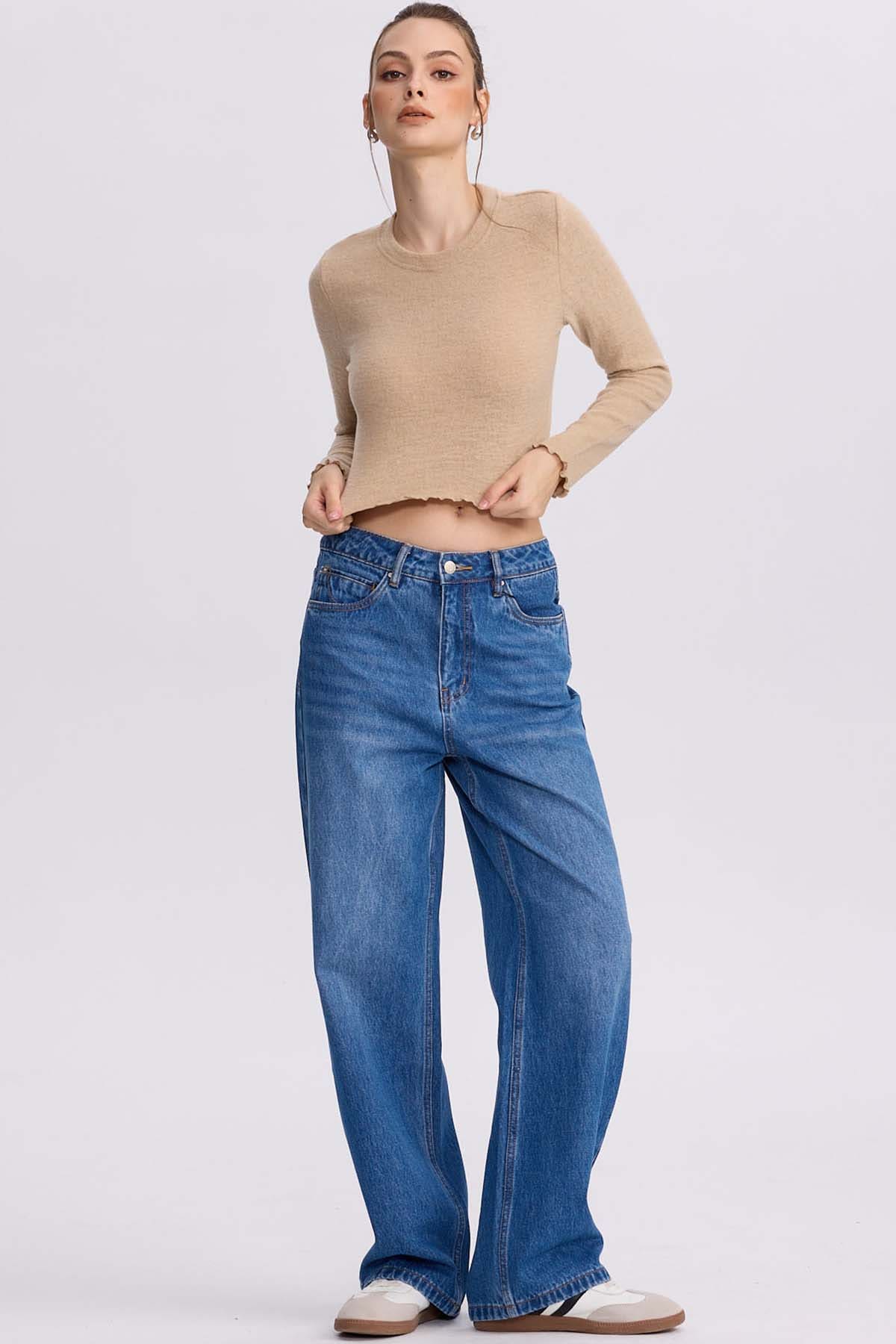 Sweater Mujer Crop Beige - Image 4