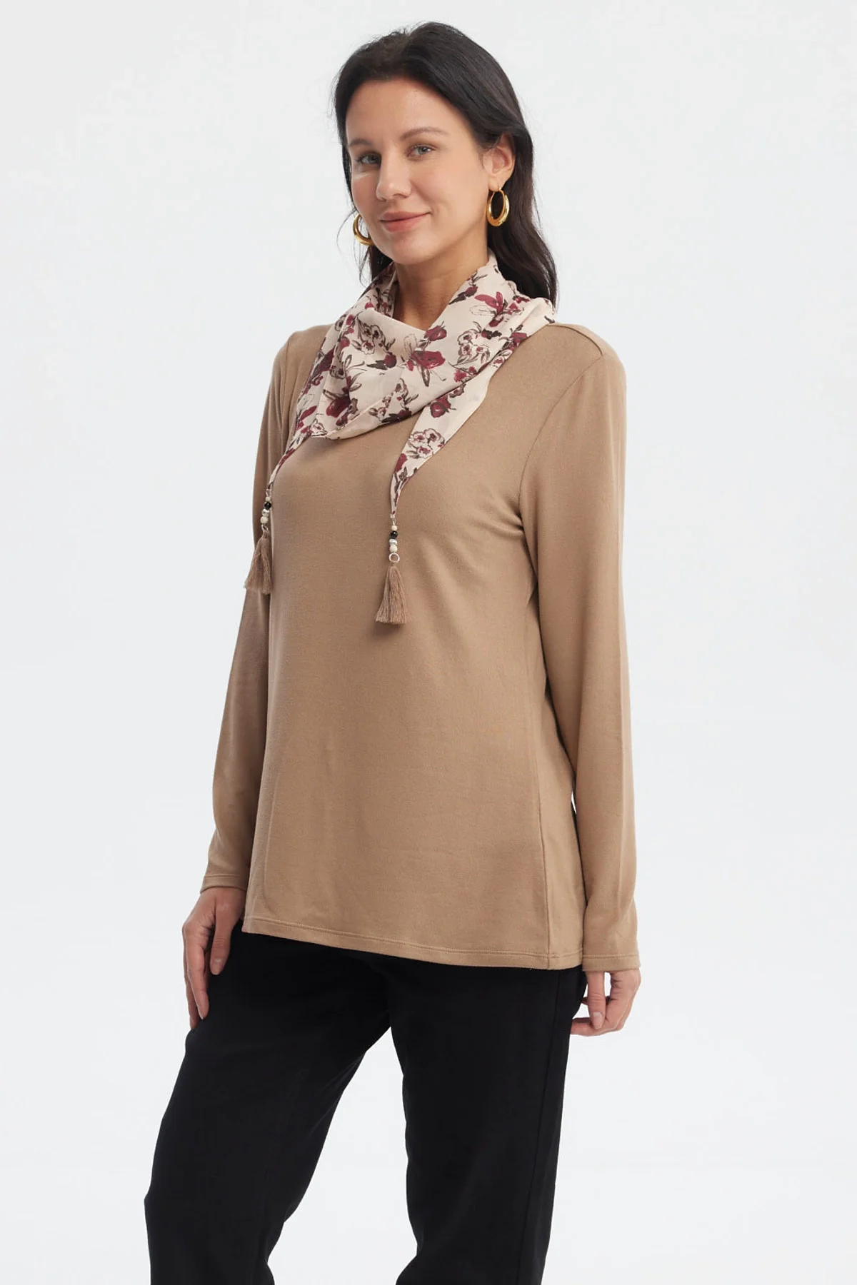 Sweater Mujer Cuello Alto Café Claro - Image 2