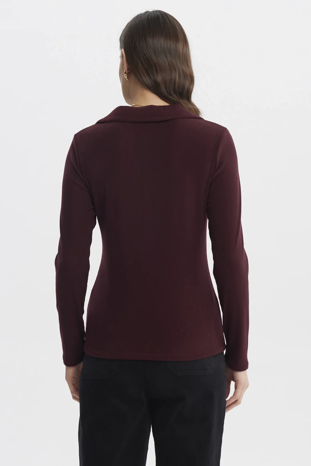 Sweater Mujer Cuello Camisero Rojo - Image 3