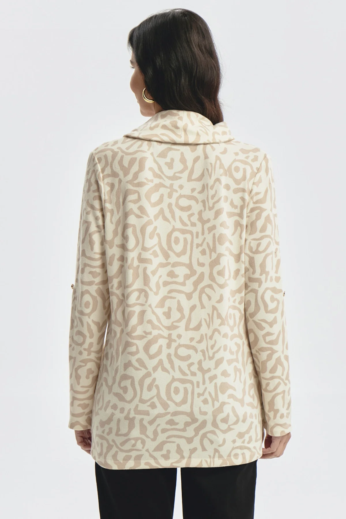 Sweater Mujer Cuello Drapeado Beige Oscuro - Image 3
