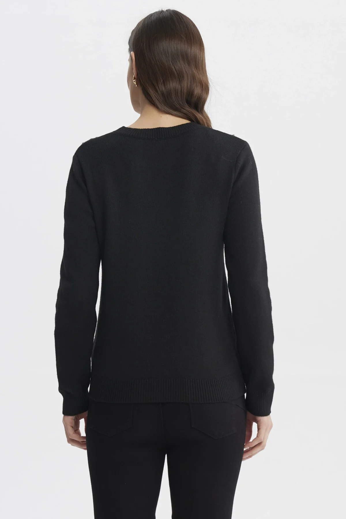 Sweater Mujer Cuello Strass Negro - Image 3