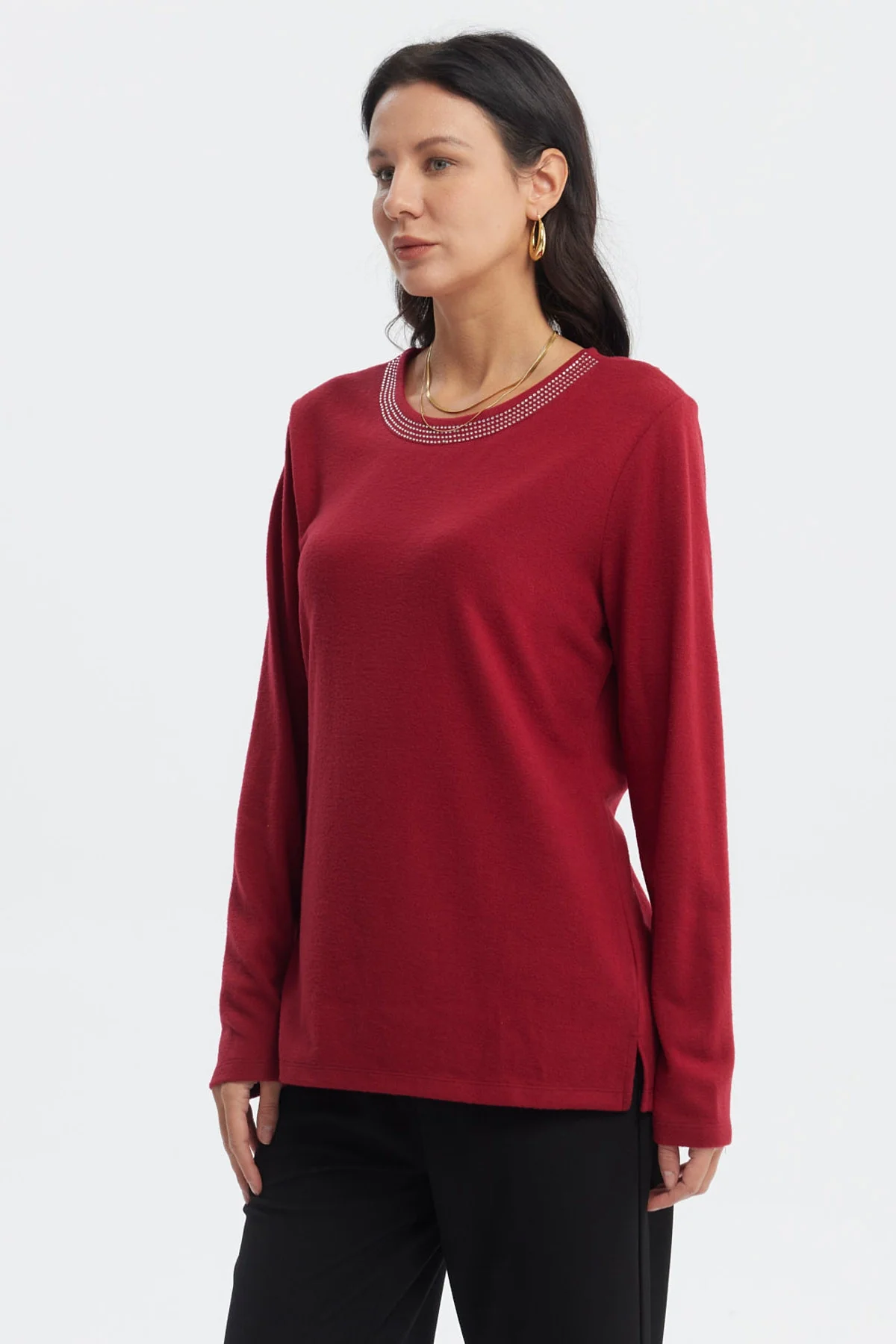 Sweater Mujer Cuello V Rojo - Image 2