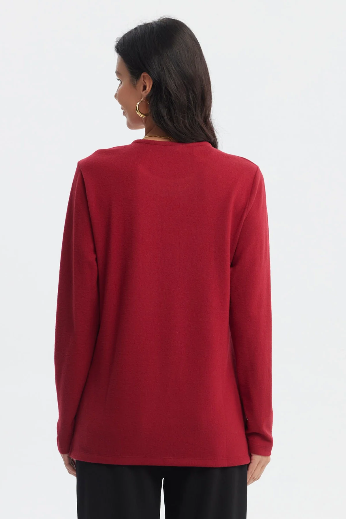 Sweater Mujer Cuello V Rojo - Image 3