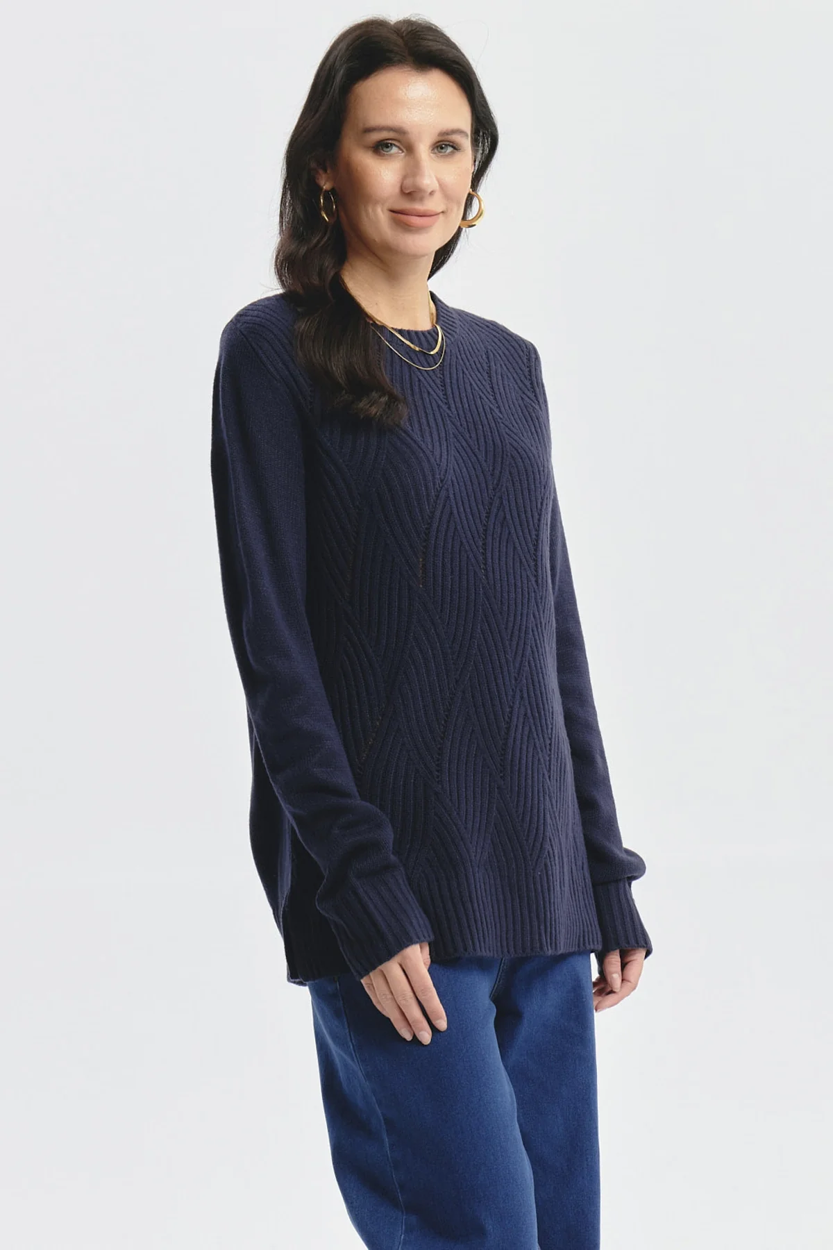 Sweater Mujer Deseño Calado Azul Oscuro - Image 2