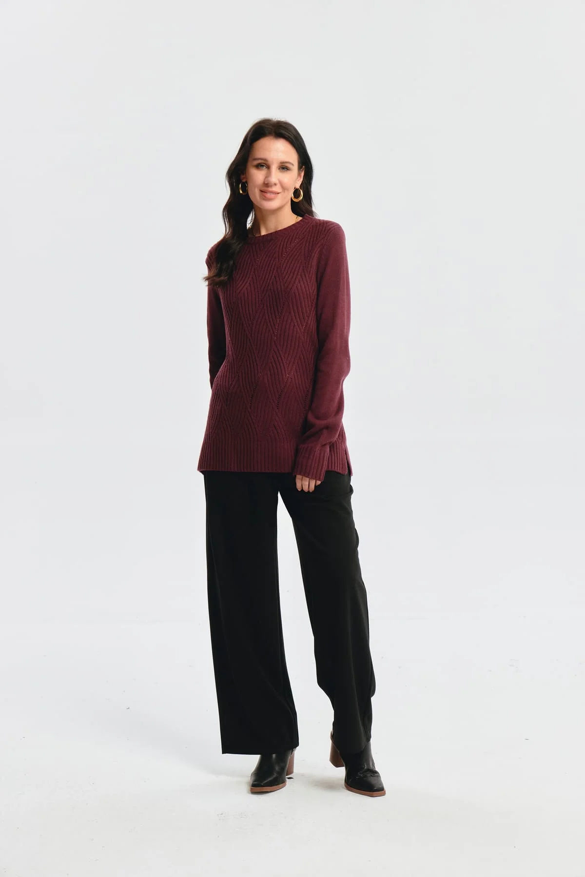 Sweater Mujer Deseño Calado Rojo - Image 2