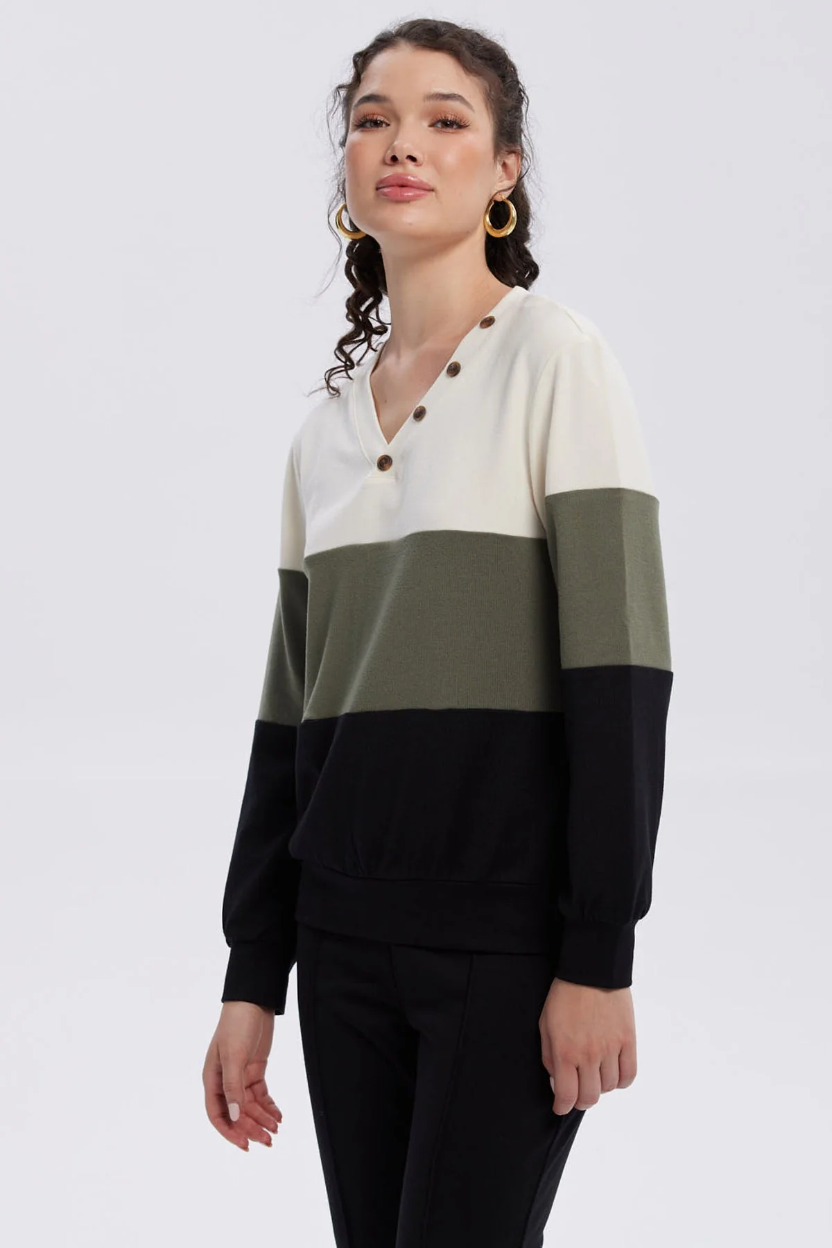Sweater Mujer En Bloque Verde Militar - Image 2