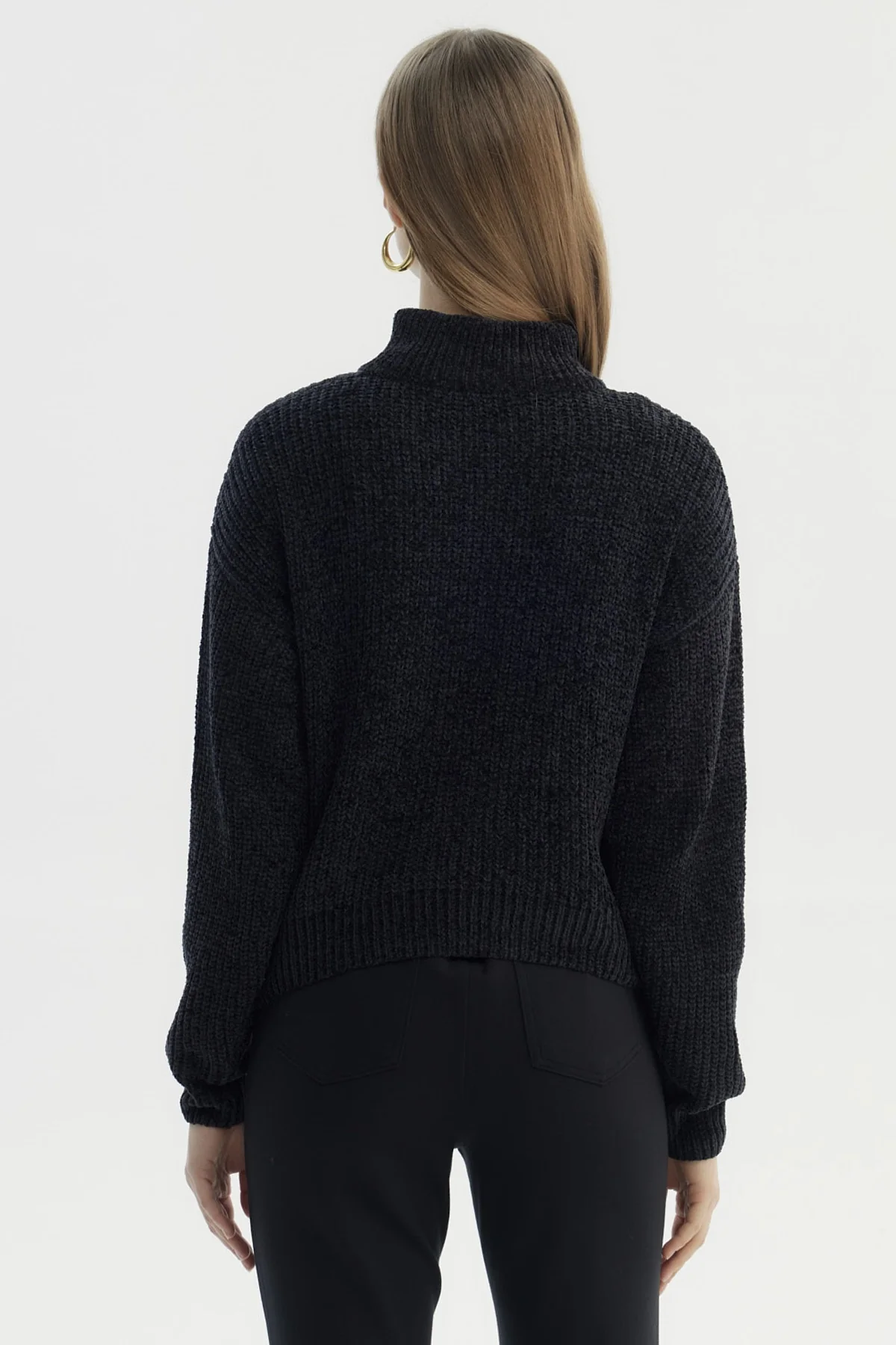 Sweater Mujer Half Zipper Negro - Image 3