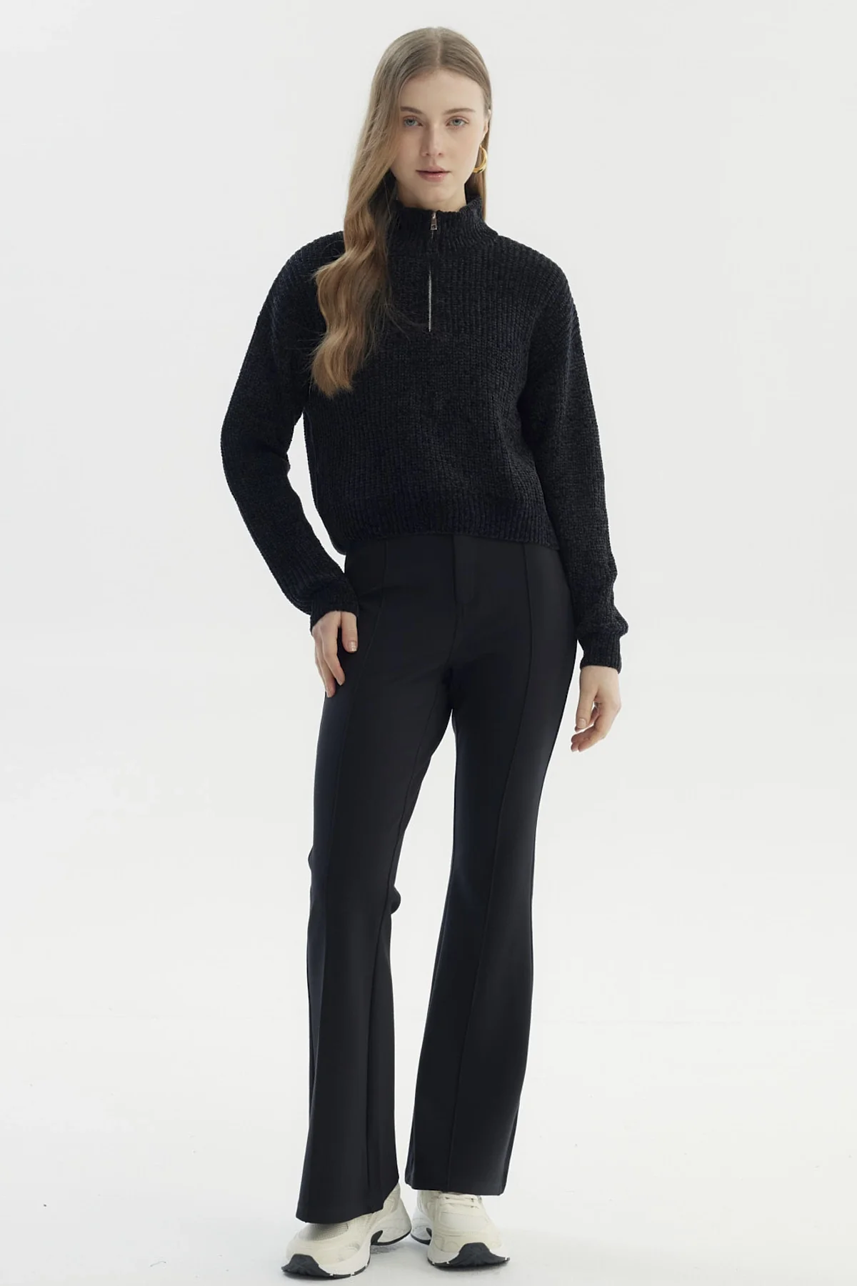 Sweater Mujer Half Zipper Negro - Image 4