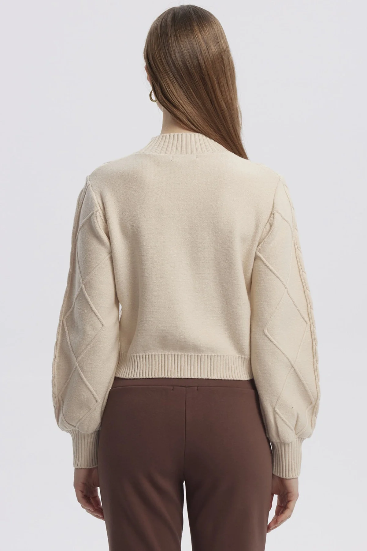Sweater Mujer Liso Beige Claro - Image 3