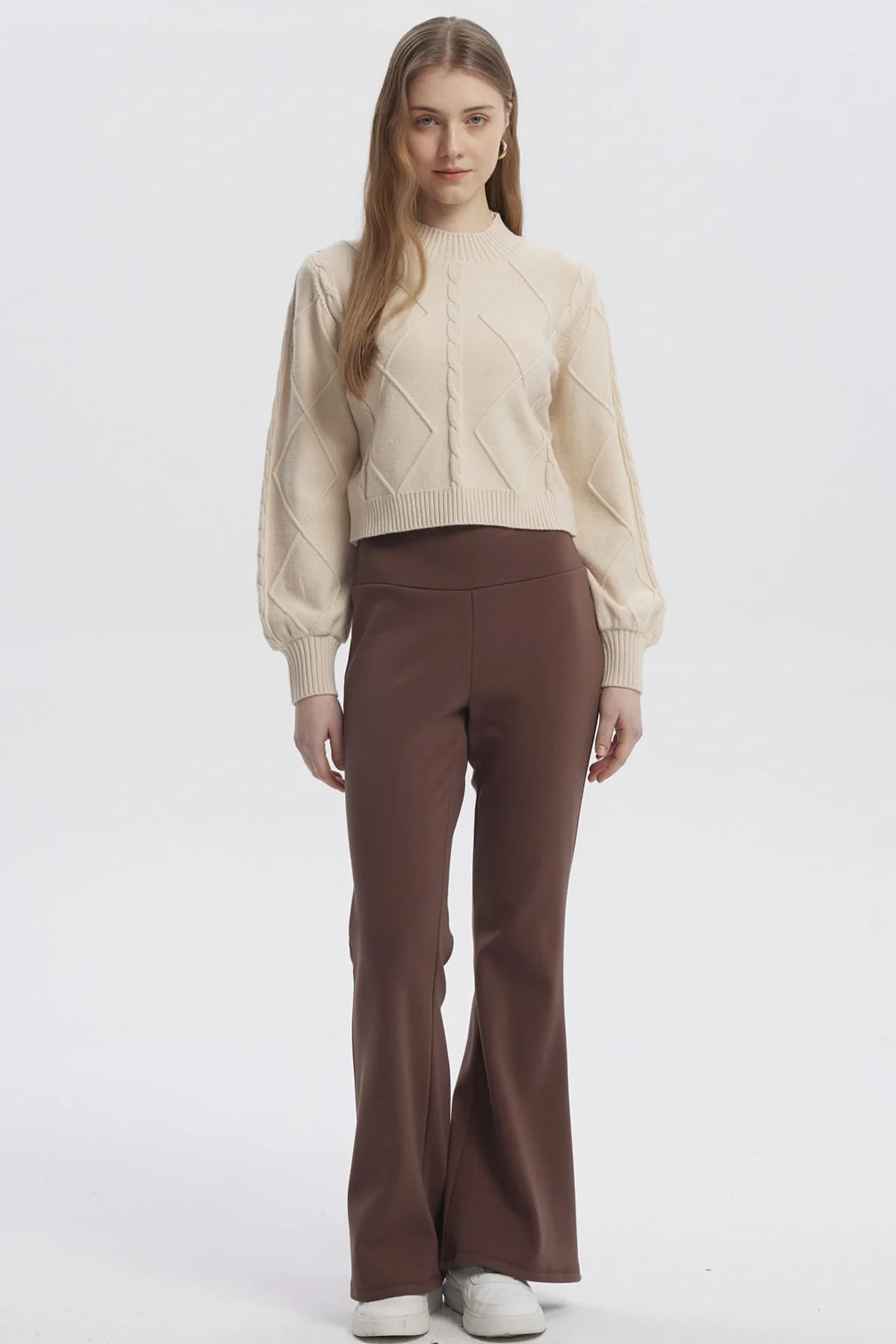 Sweater Mujer Liso Beige Claro - Image 4