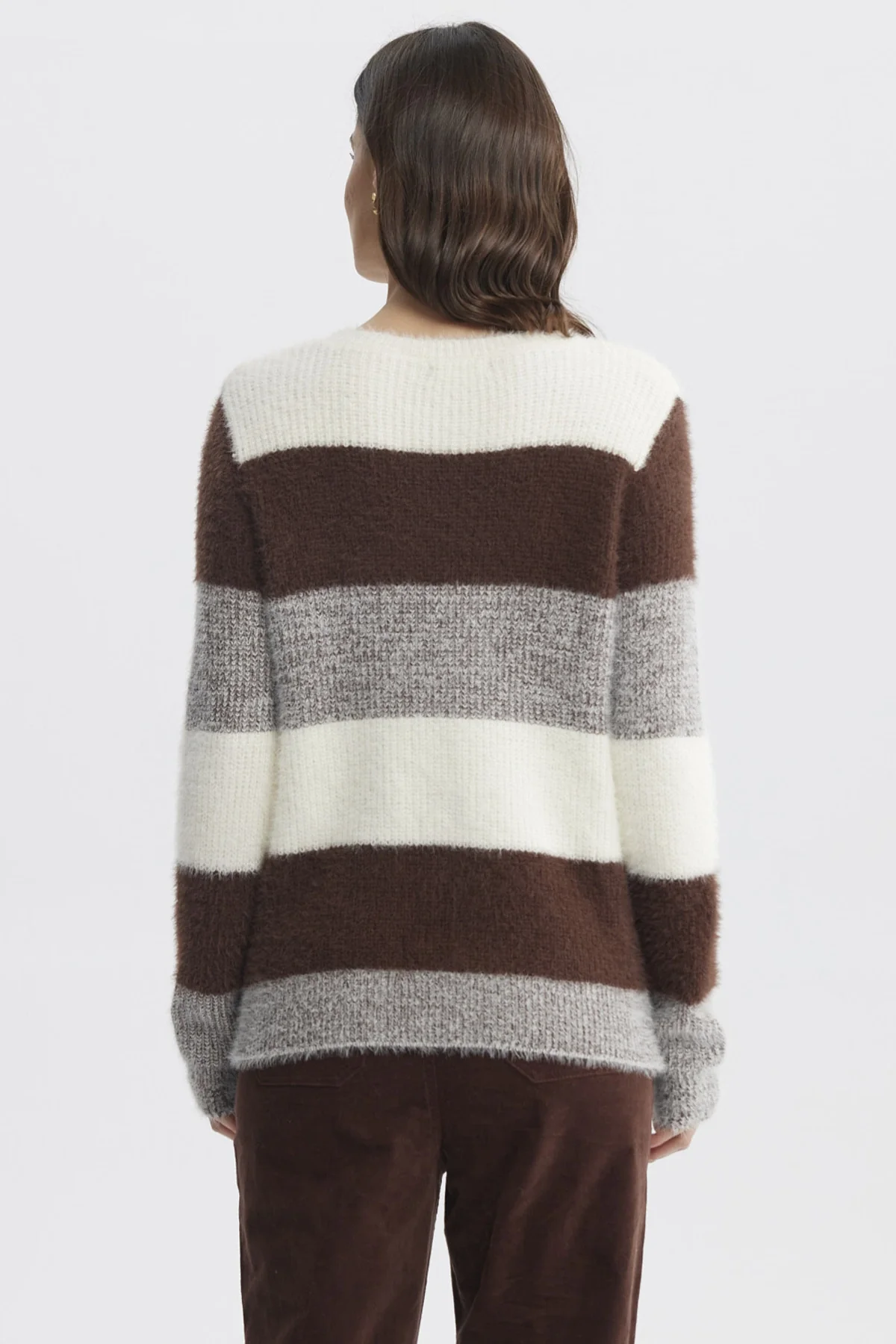 Sweater Mujer Rapport Rayas Café - Image 3