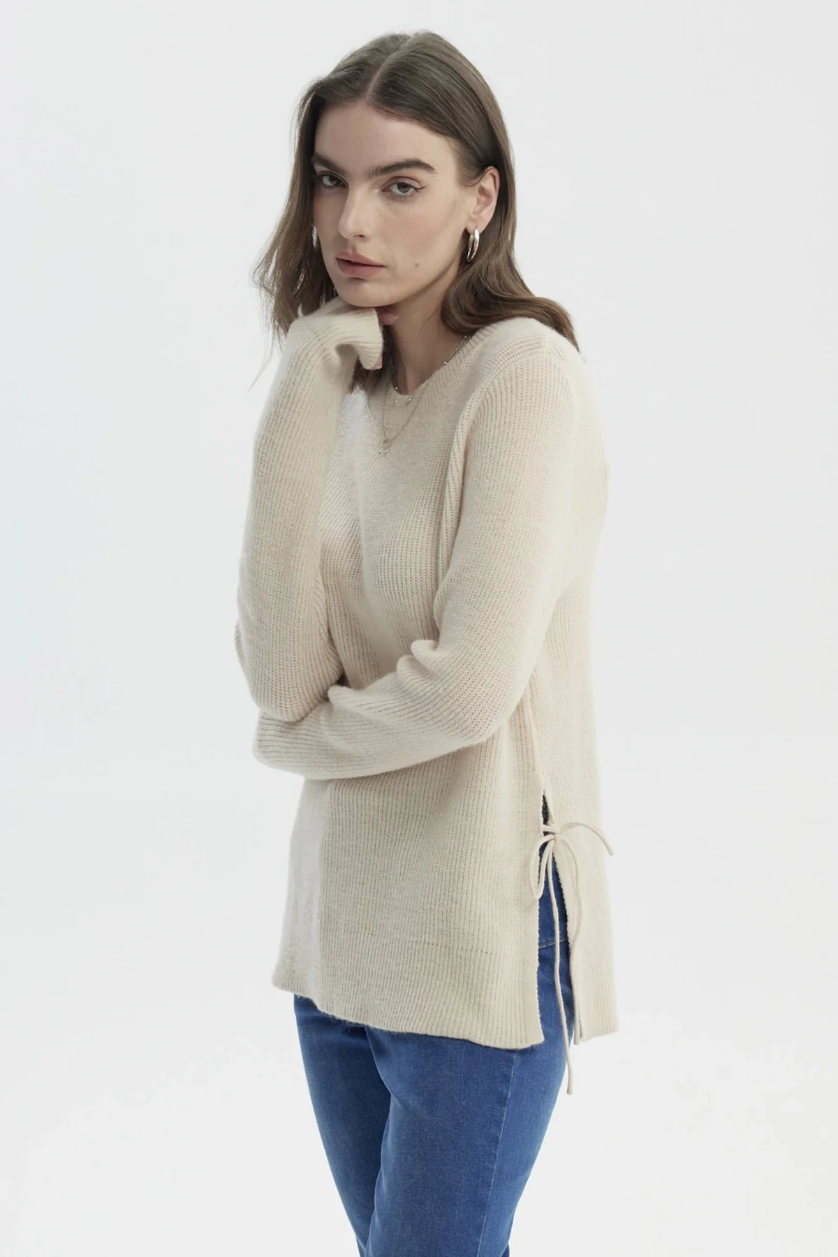 Sweater Mujer Slim Beige - Image 2