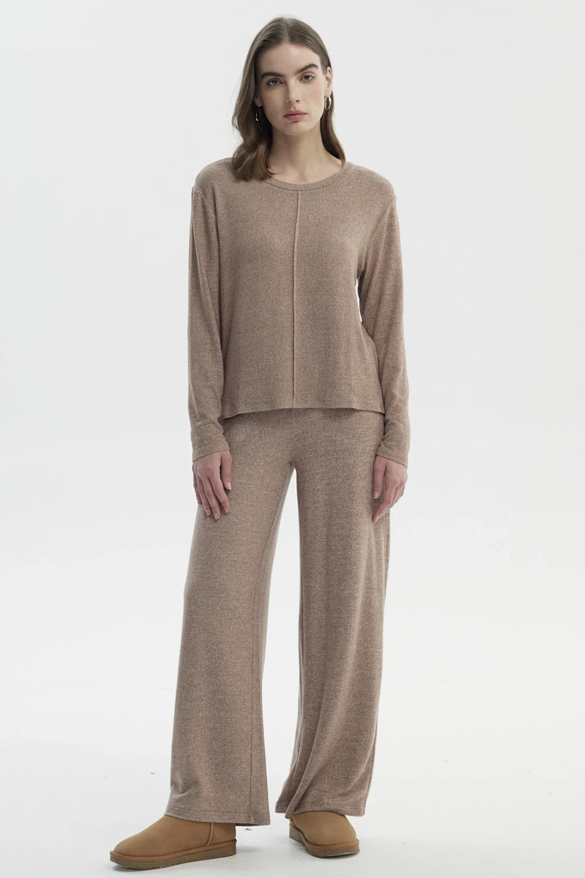 Sweater Mujer Slim Cuello Redondo Café - Image 4